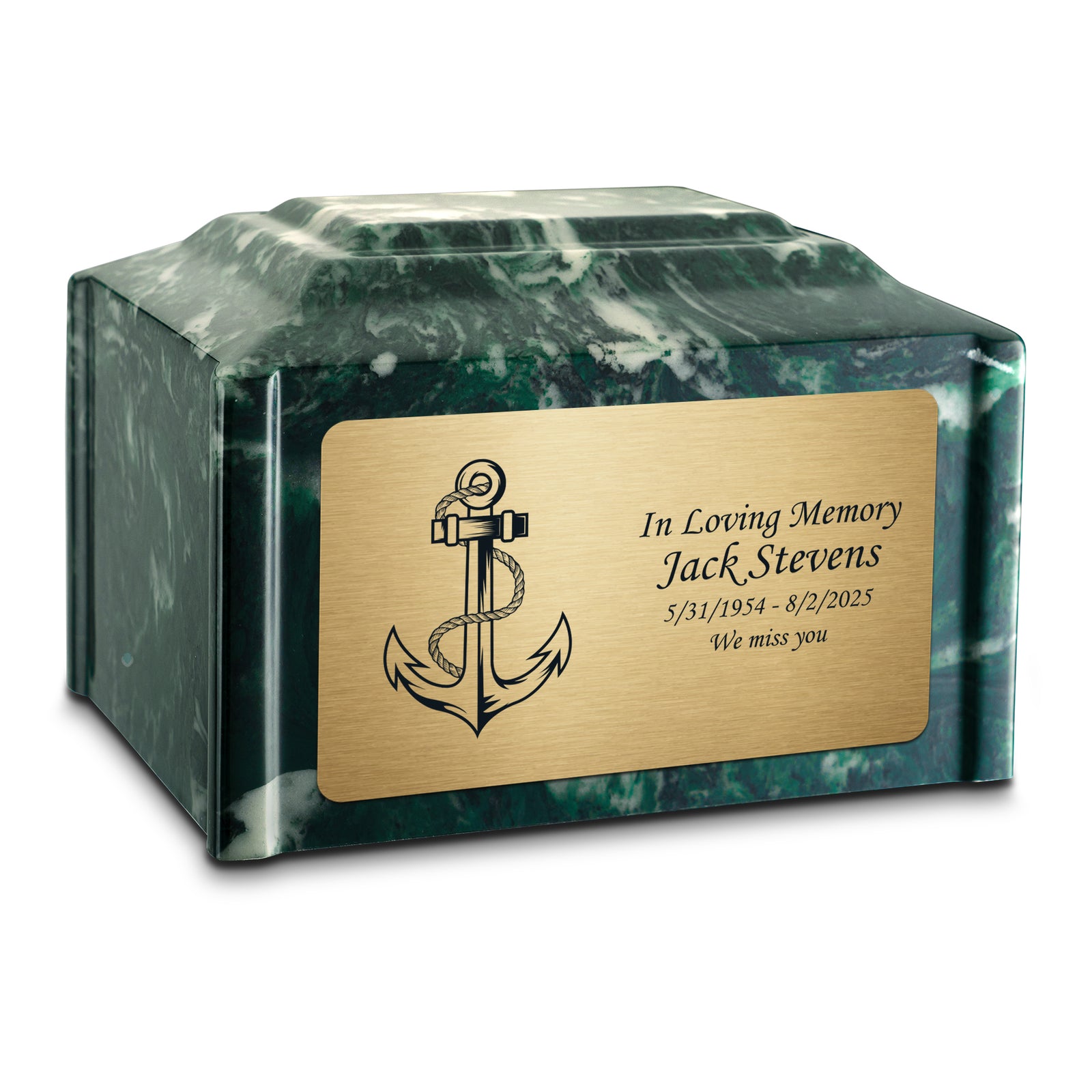 Adult Devotion Anchor Emerald Cultured Marble Urns for Ashes