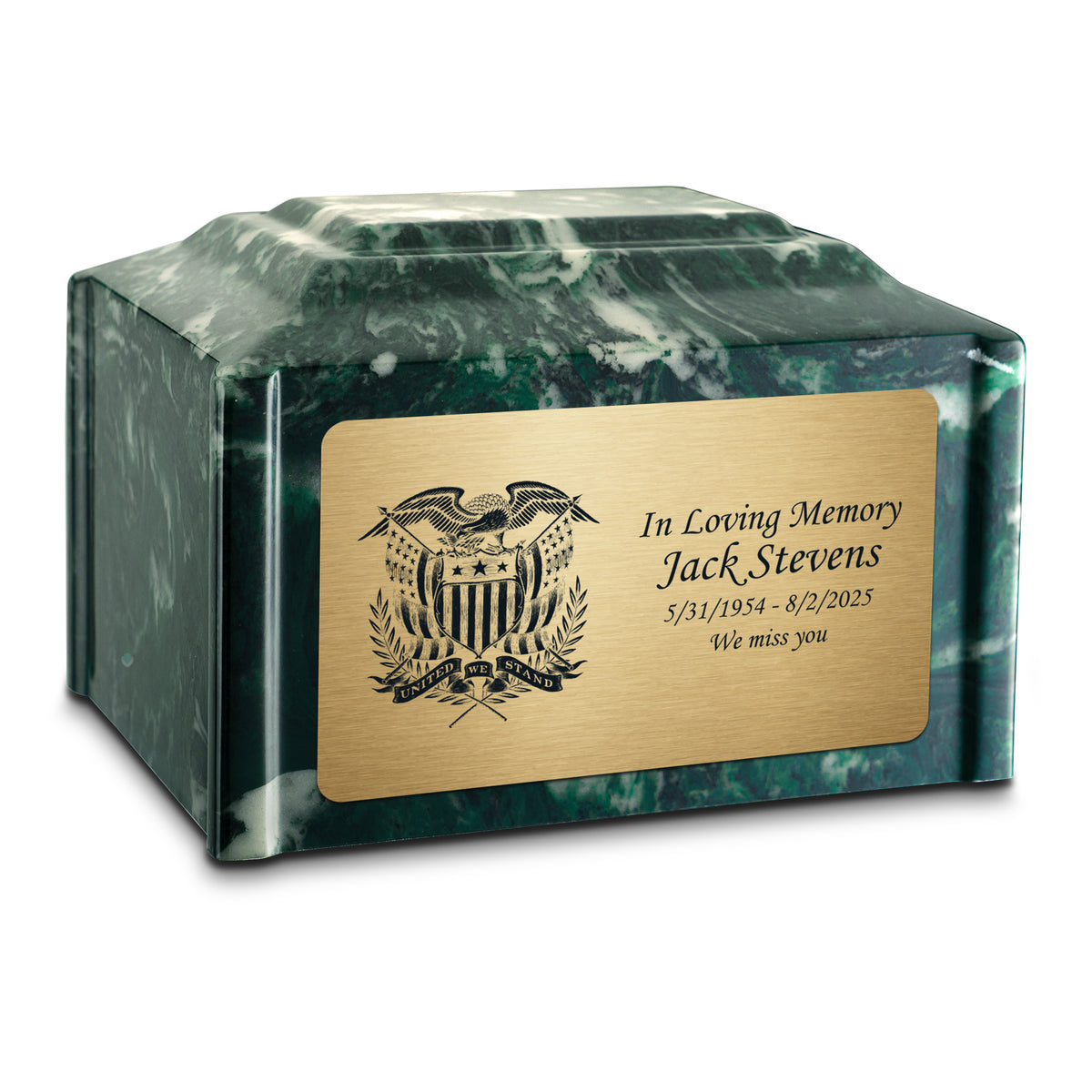 Adult Devotion American Glory Emerald Cultured Marble Urns for Ashes