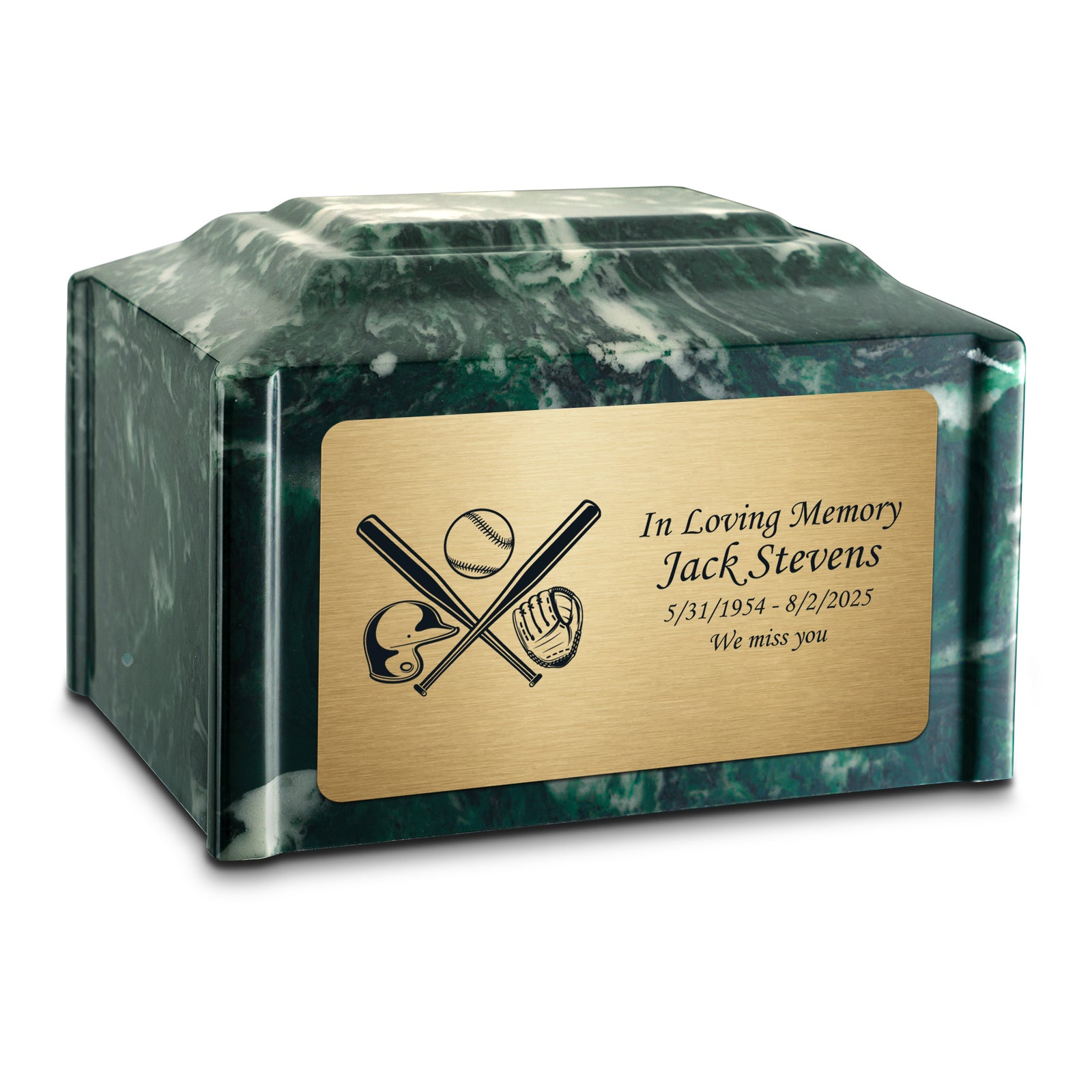 Adult Devotion Baseball Emerald Cultured Marble Urns for Ashes