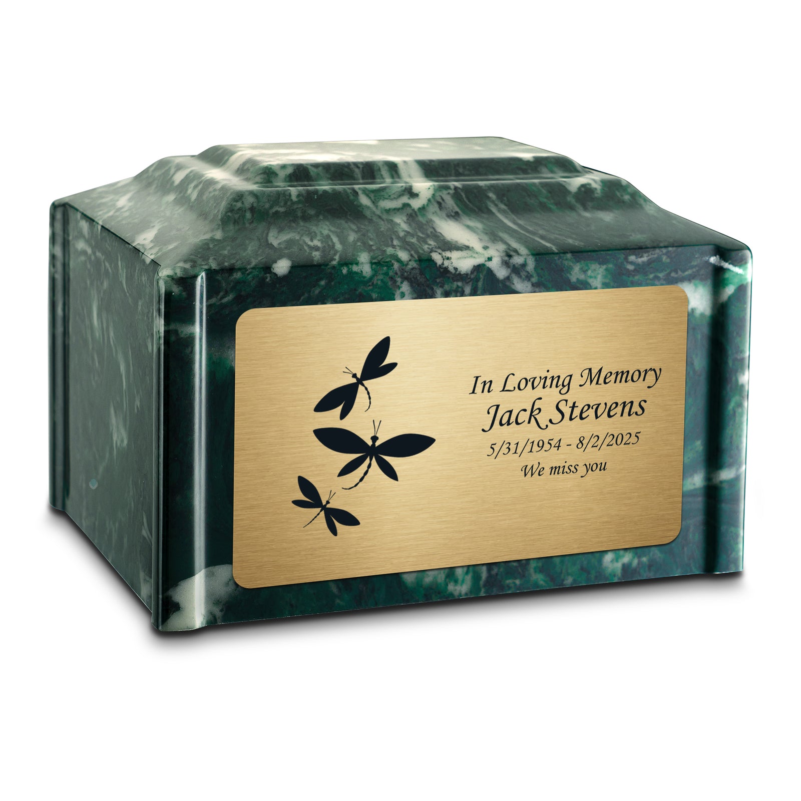 Adult Devotion Dragonflies Emerald Cultured Marble Urns for Ashes