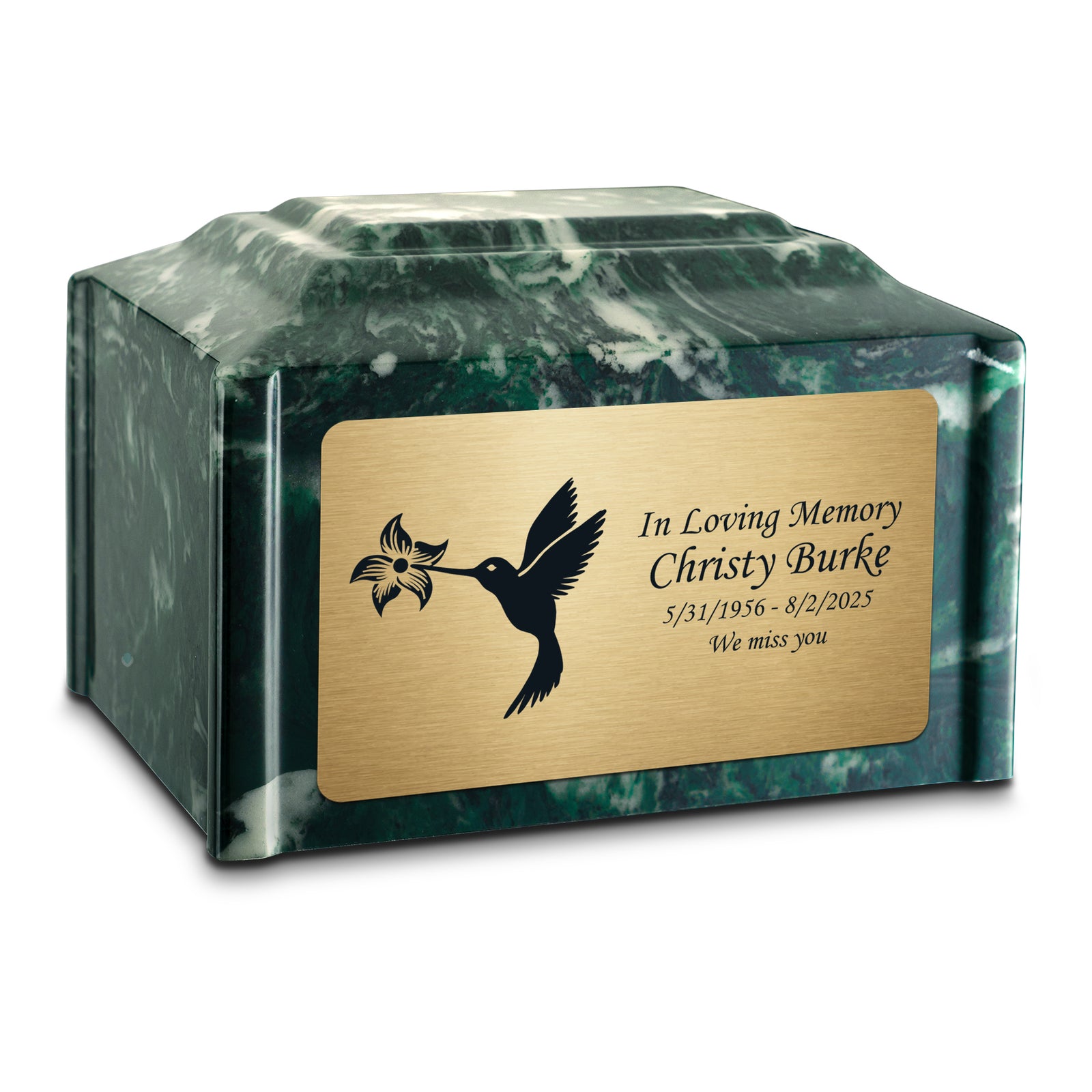 Adult Devotion Hummingbird Emerald Cultured Marble Urns for Ashes