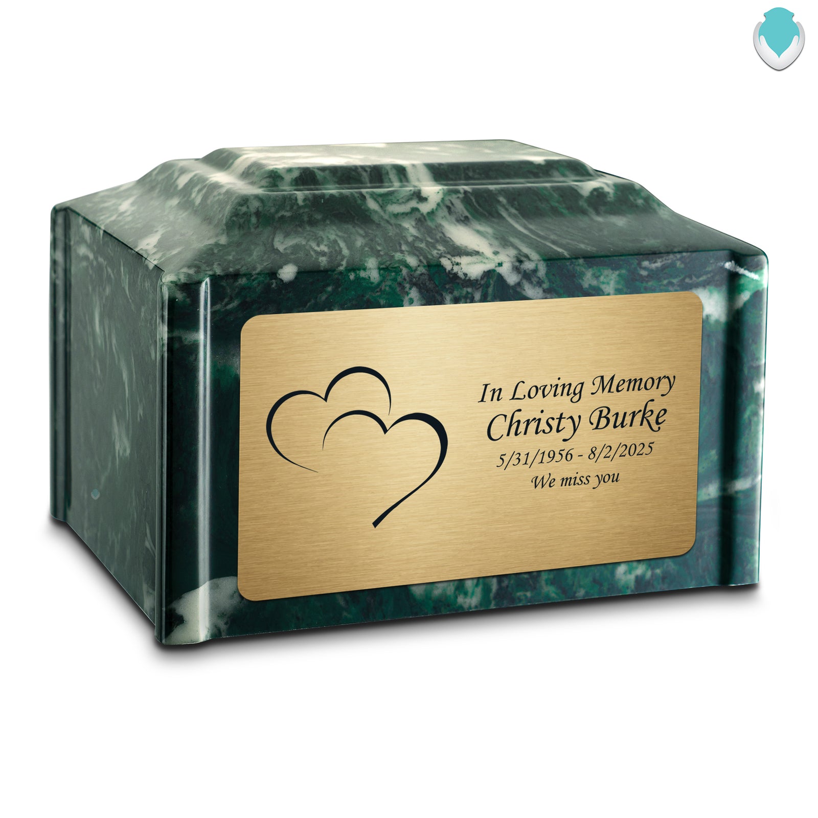 Adult Devotion Hearts Emerald Cultured Marble Urns for Ashes