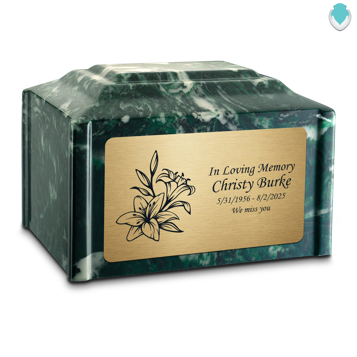 Adult Devotion Lily Emerald Cultured Marble Urns for Ashes