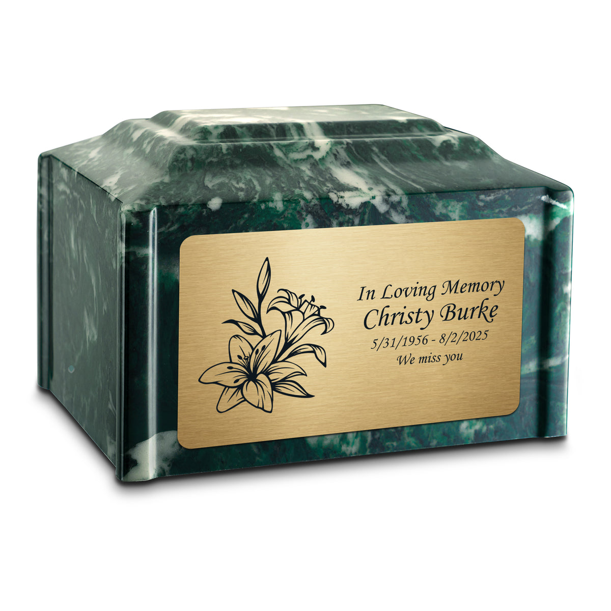 Adult Devotion Lily Emerald Cultured Marble Urns for Ashes