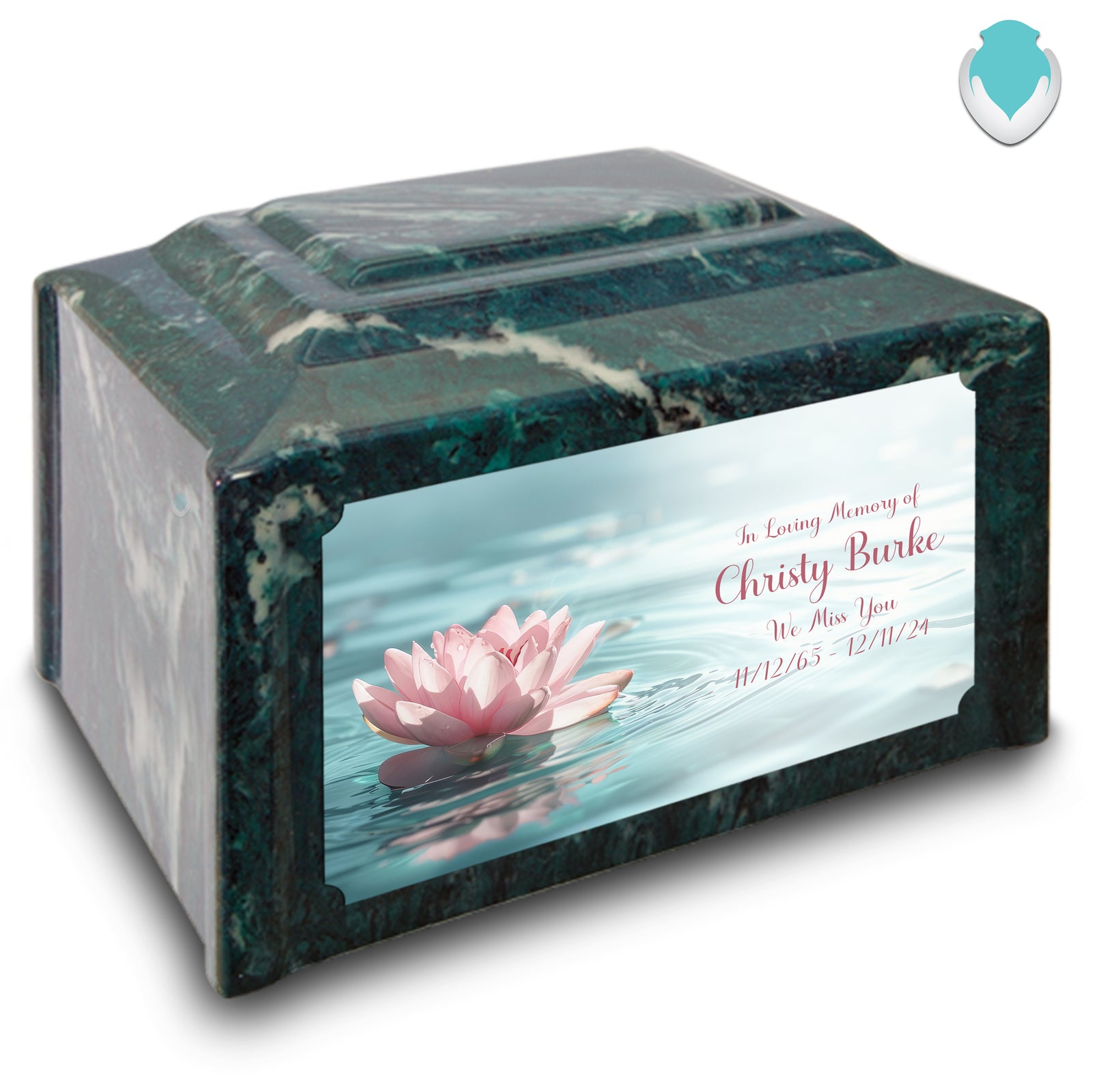 Adult Devotion Custom Printed Lotus Flower Cultured Marble Urns for Ashes