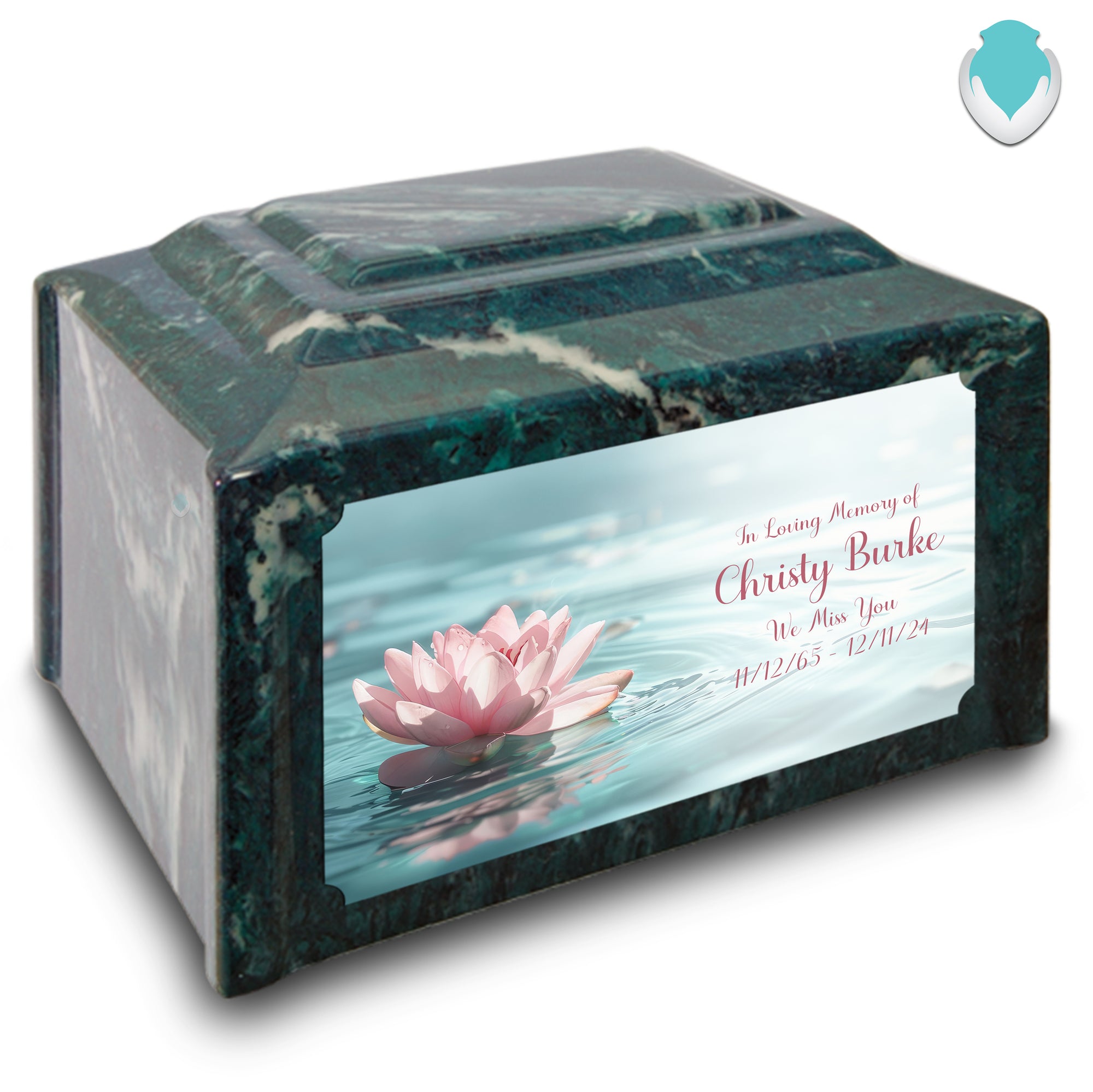 Adult Devotion Custom Printed Lotus Flower Cultured Marble Urns for Ashes