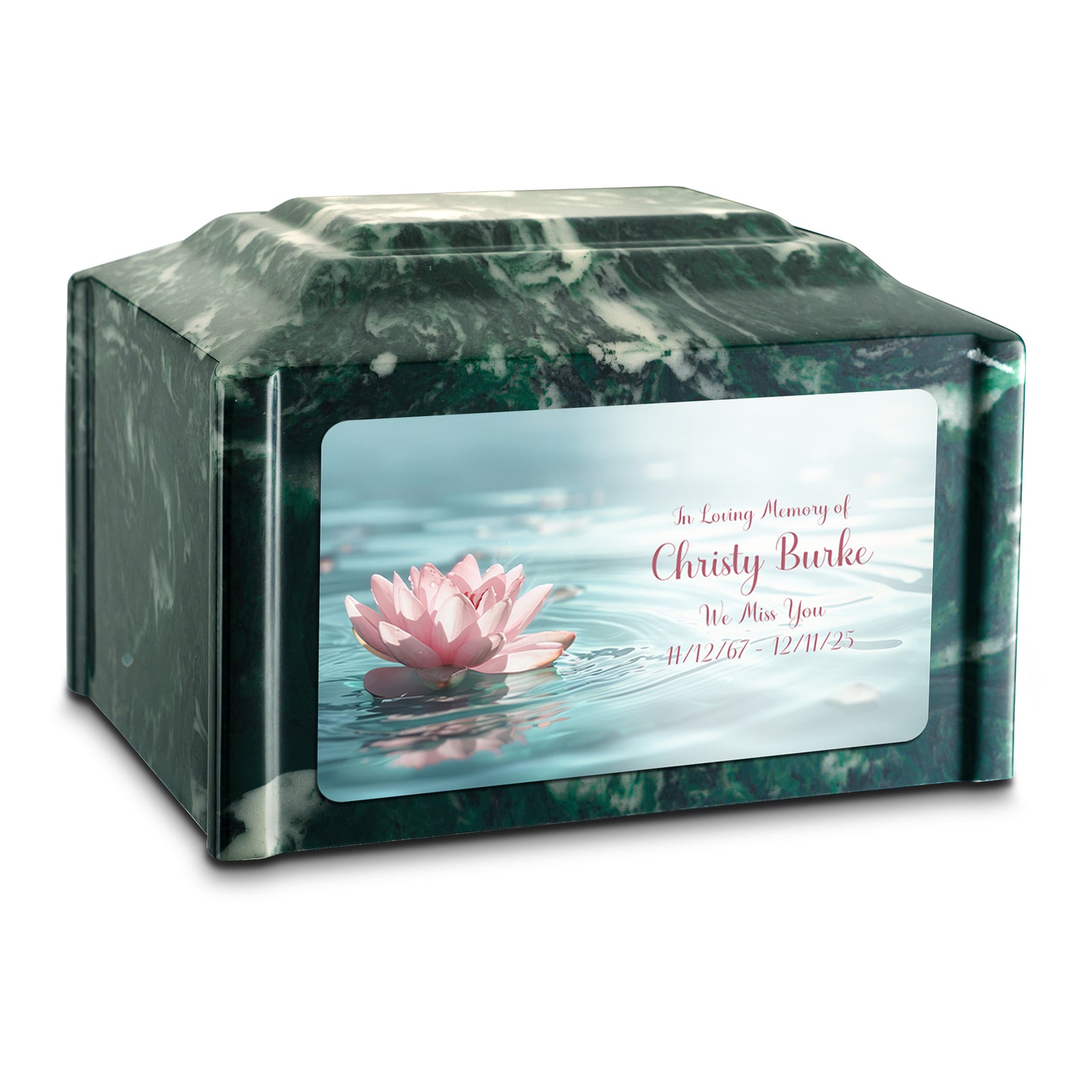 Adult Devotion Custom Printed Lotus Flower Cultured Marble Urns for Ashes