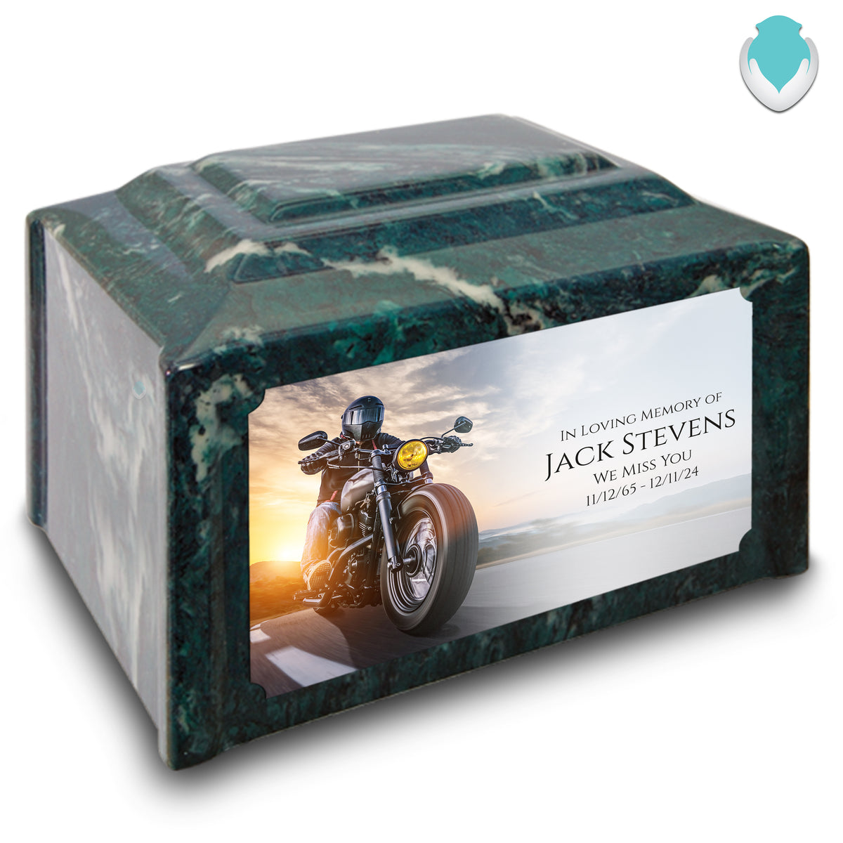 Adult Devotion Custom Printed Motorcycle Cultured Marble Urns for Ashes