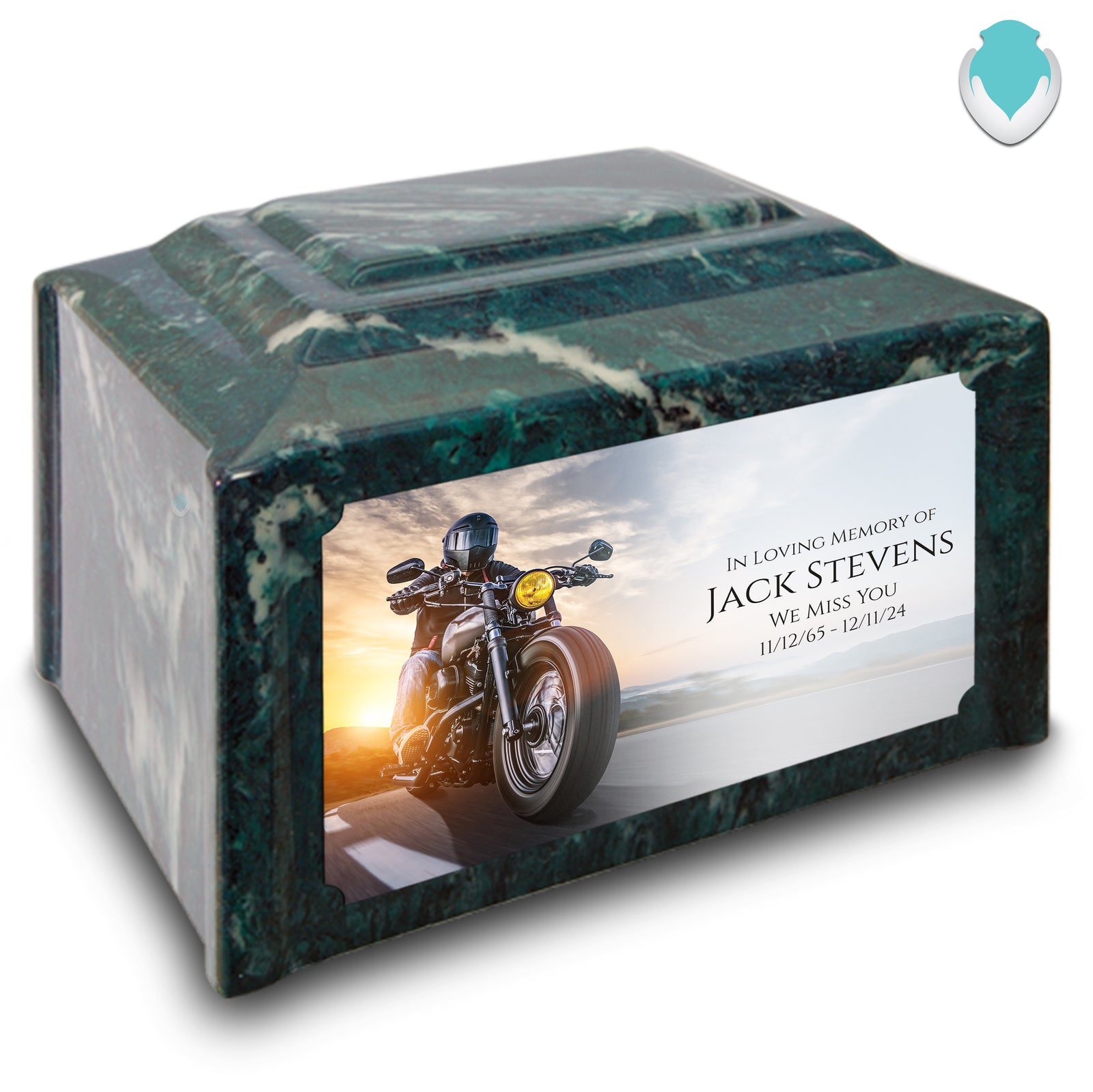Adult Devotion Custom Printed Motorcycle Cultured Marble Urns for Ashes