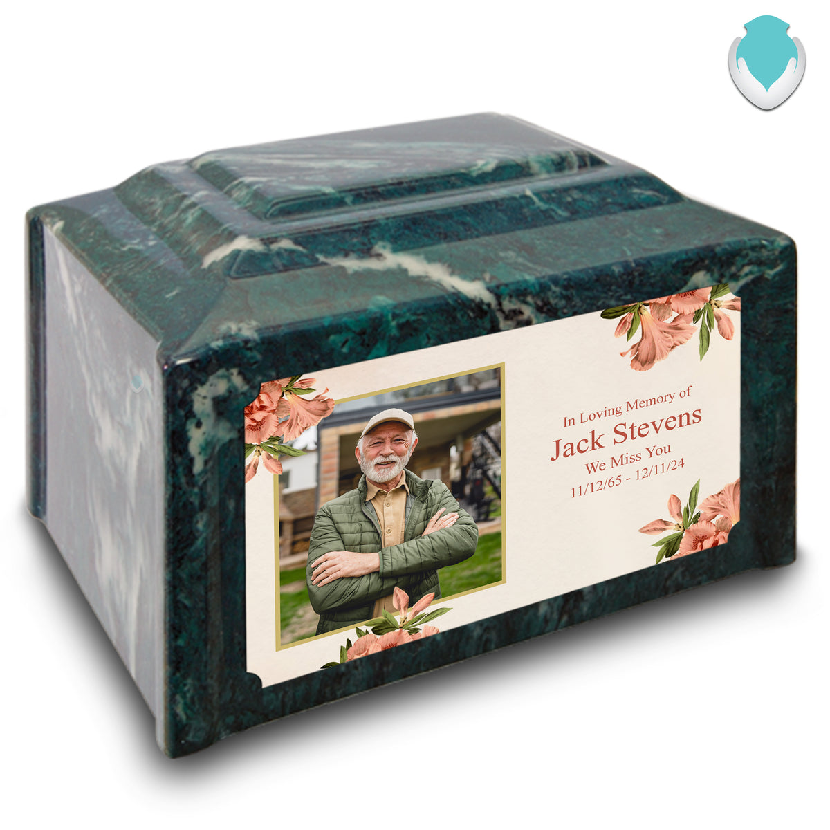 Adult Devotion Custom Printed Azalea Flower Cultured Marble Urns for Ashes