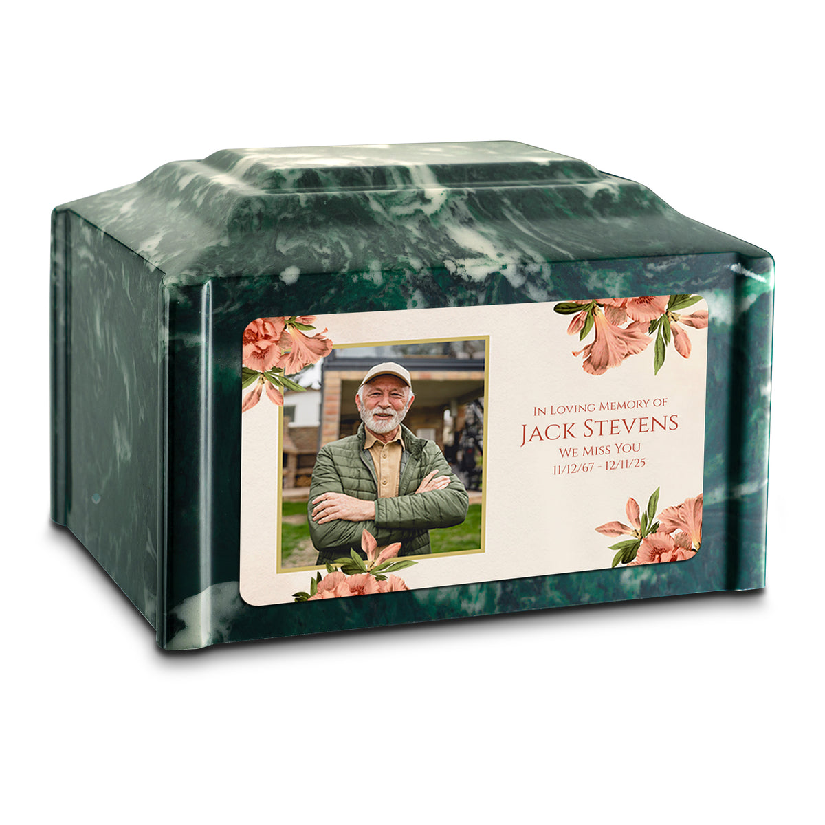 Adult Devotion Custom Printed Azalea Flower Cultured Marble Urns for Ashes