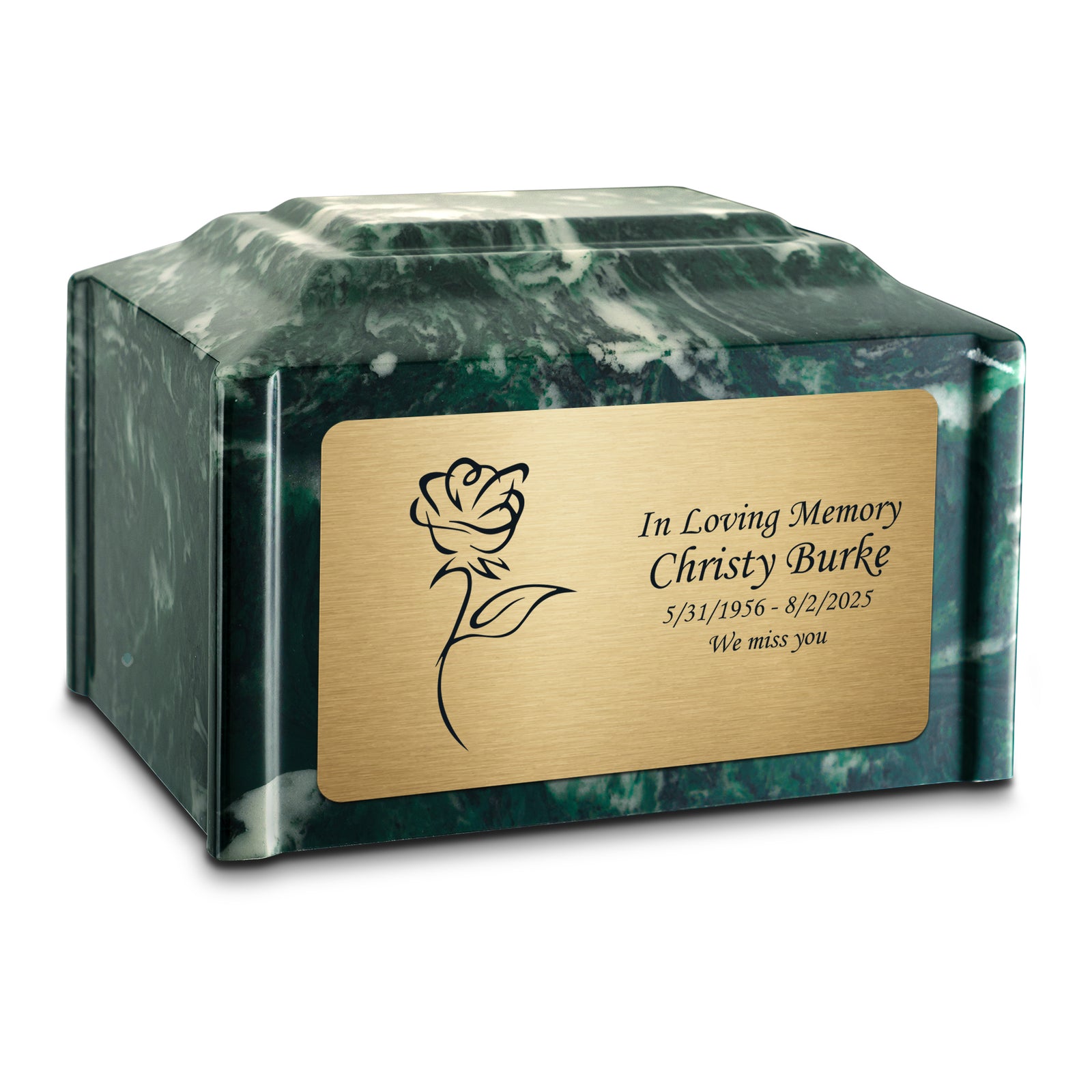 Adult Devotion Rose Emerald Cultured Marble Urns for Ashes