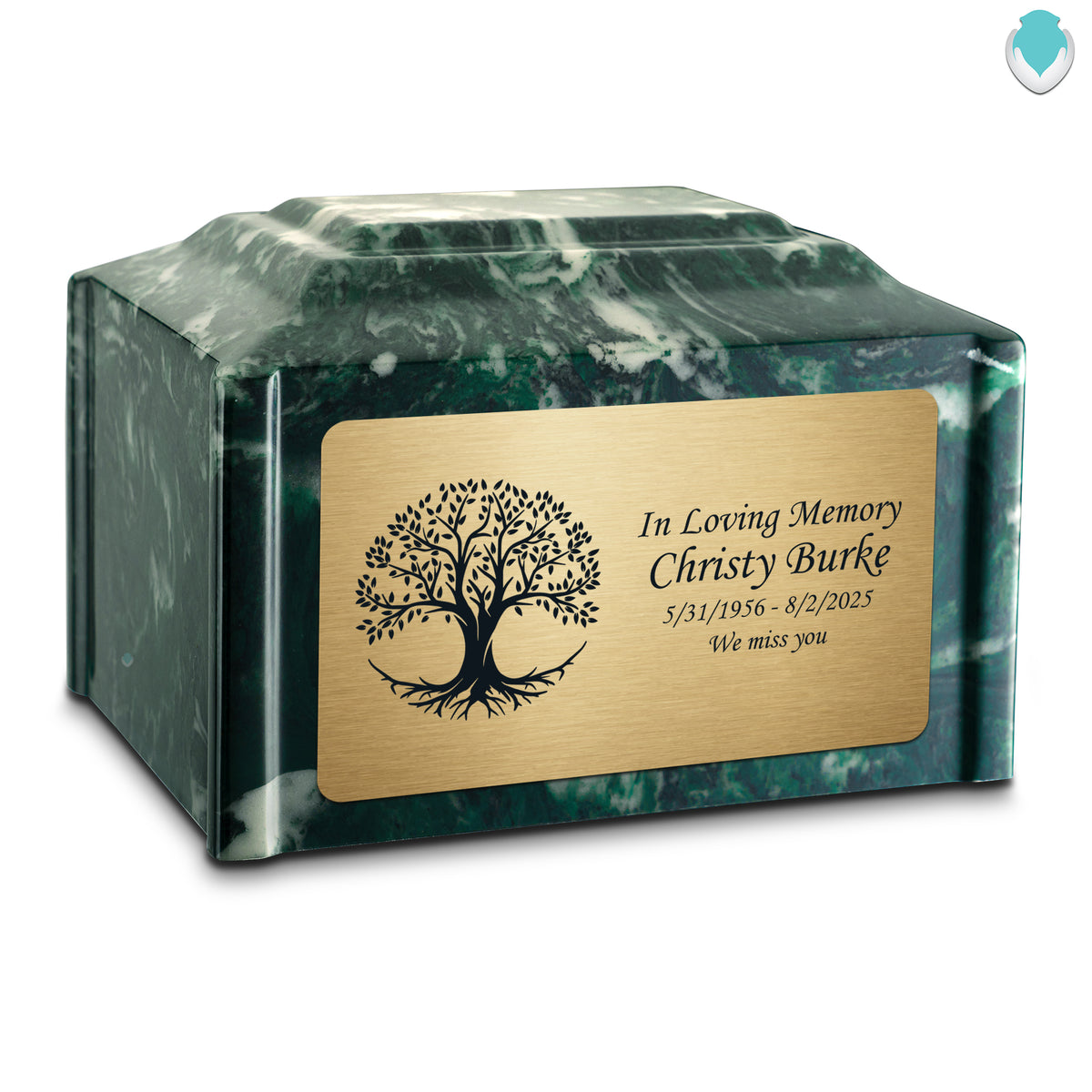 Adult Devotion Tree of Life Emerald Cultured Marble Urns for Ashes