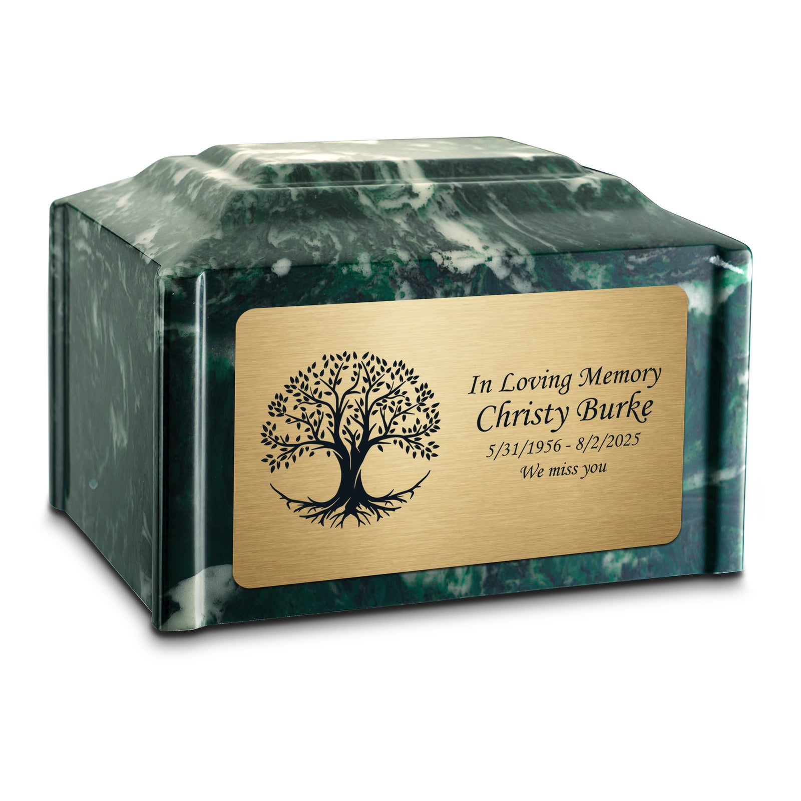 Adult Devotion Tree of Life Emerald Cultured Marble Urns for Ashes