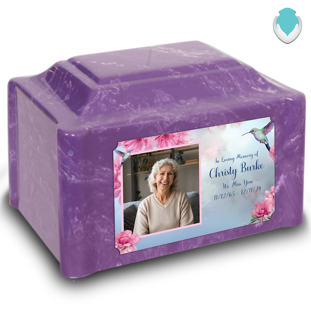 Adult Devotion Custom Printed Photo Hummingbird Cultured Marble Urn for Ashes