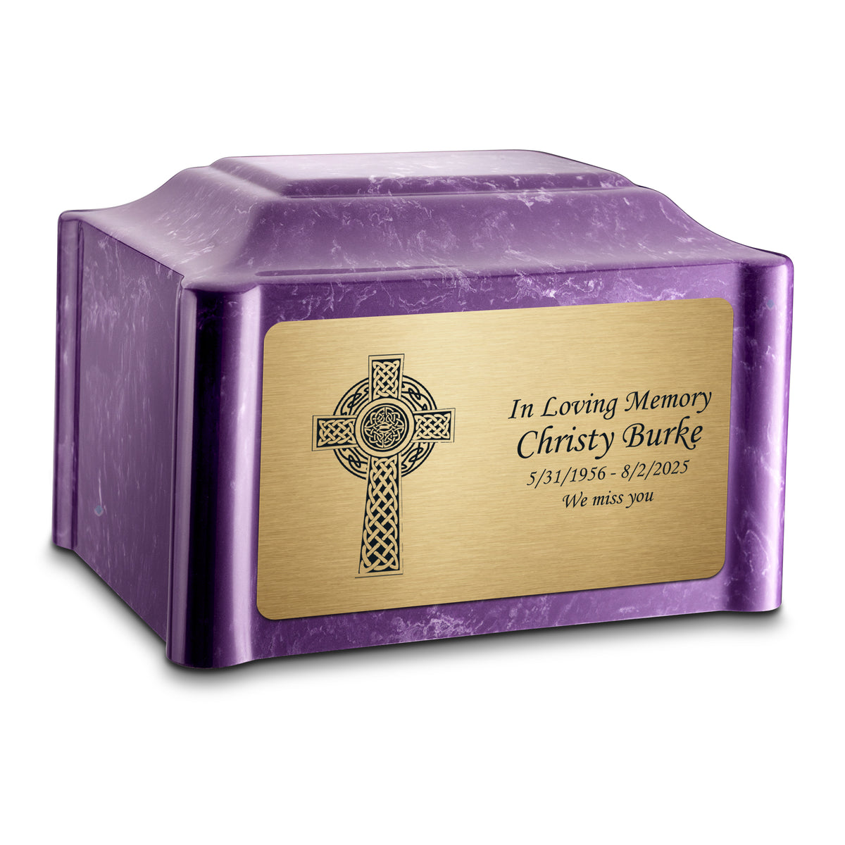 Adult Devotion Celtic Cross Imperial Cultured Marble Urns for Ashes
