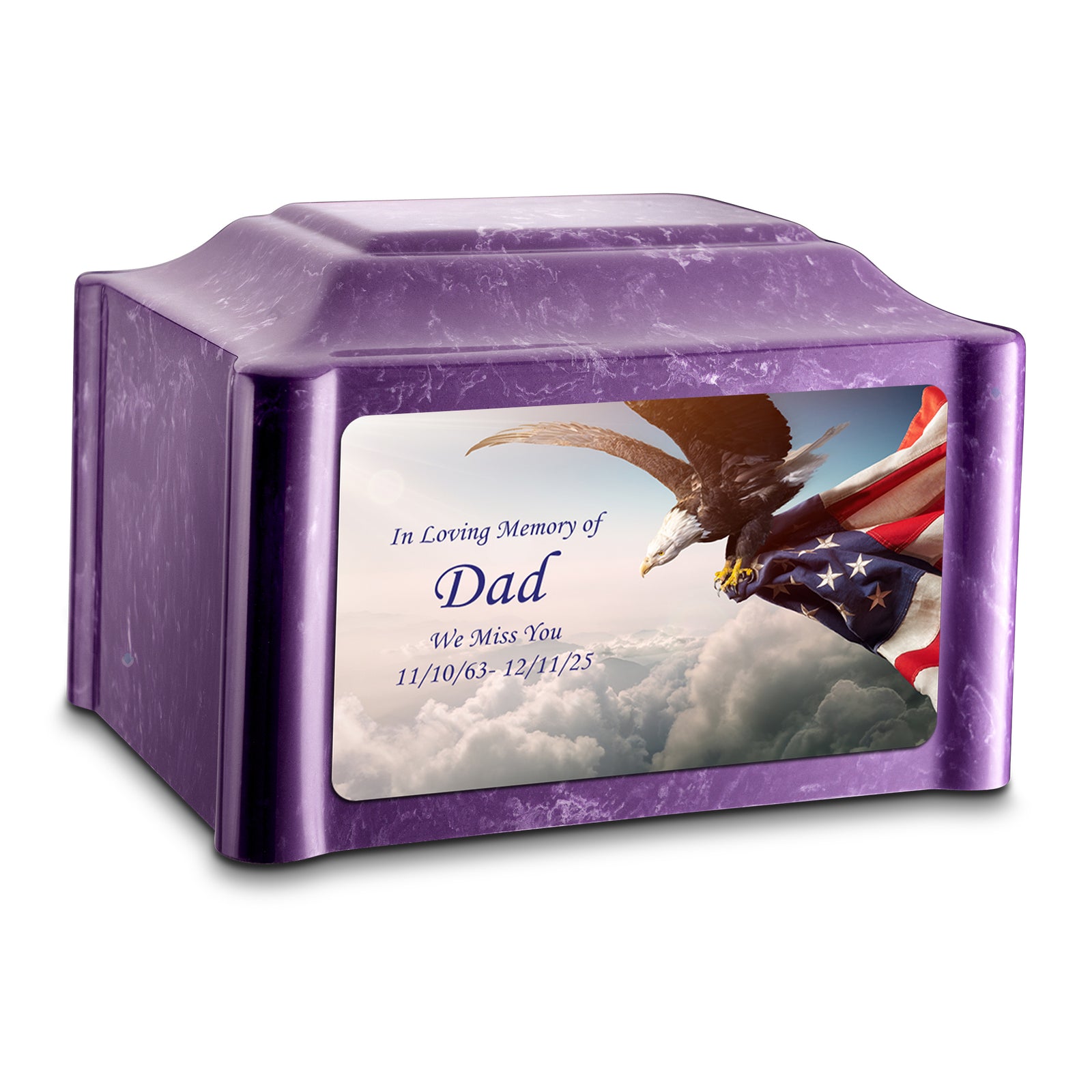 Adult Devotion Custom Printed American Eagle Cultured Marble Urns for Ashes