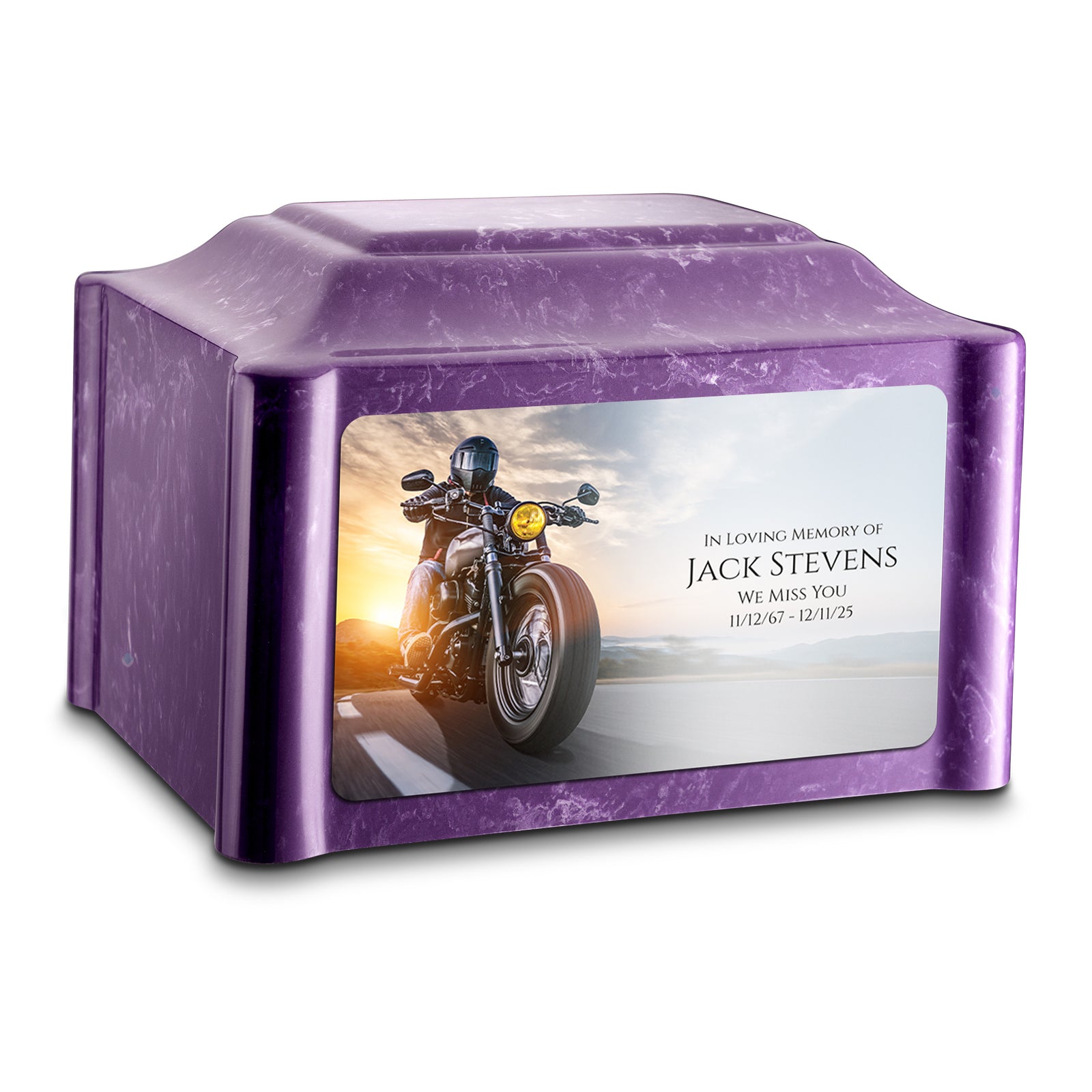 Adult Devotion Custom Printed Motorcycle Cultured Marble Urns for Ashes