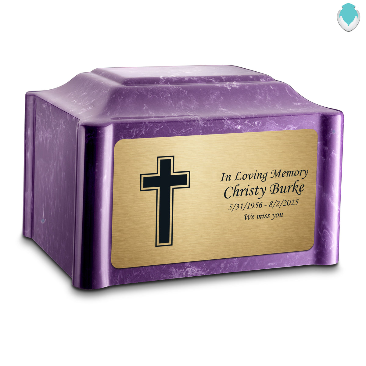 Adult Devotion Simple Cross Imperial Cultured Marble Urns for Ashes