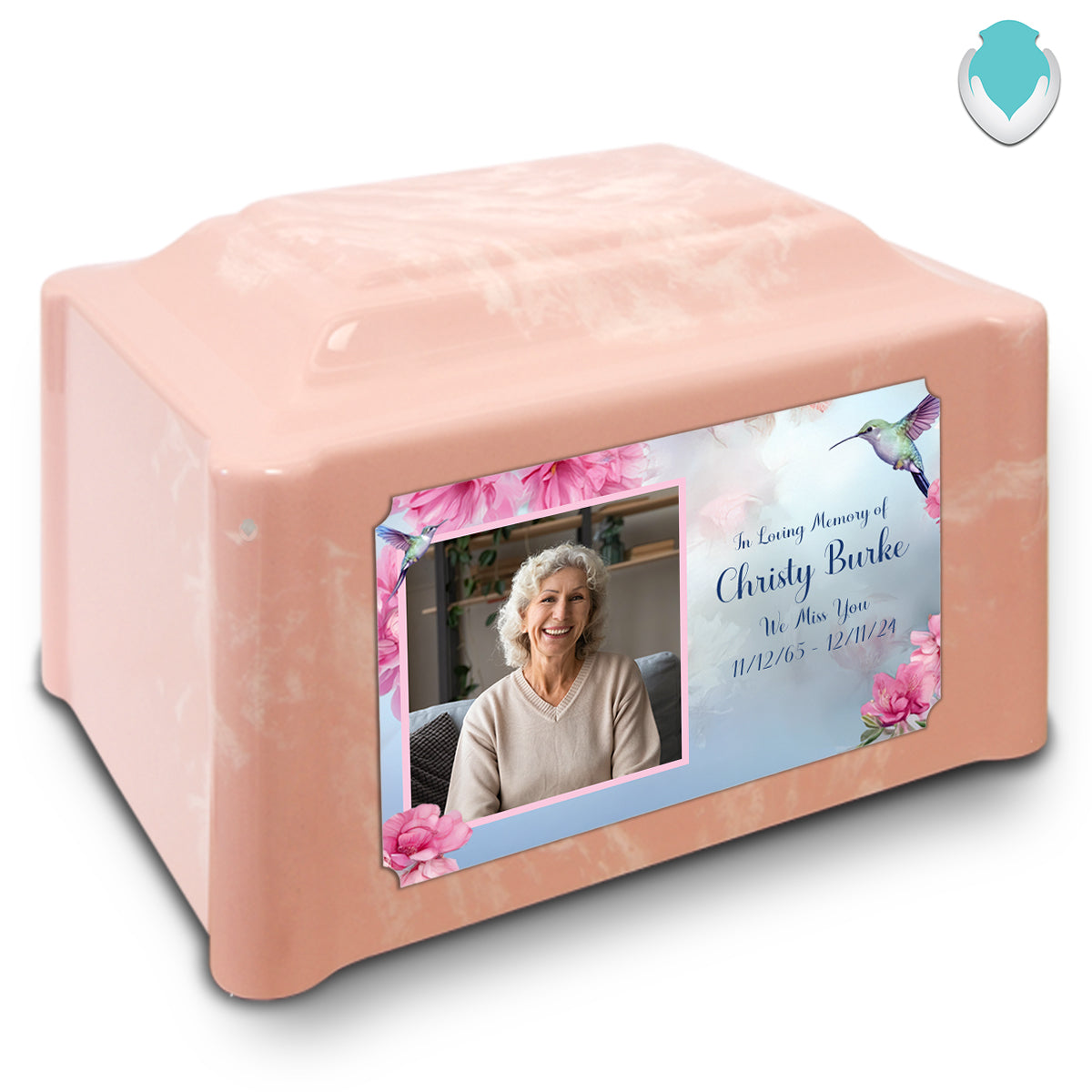 Adult Devotion Custom Printed Photo Hummingbird Cultured Marble Urn for Ashes