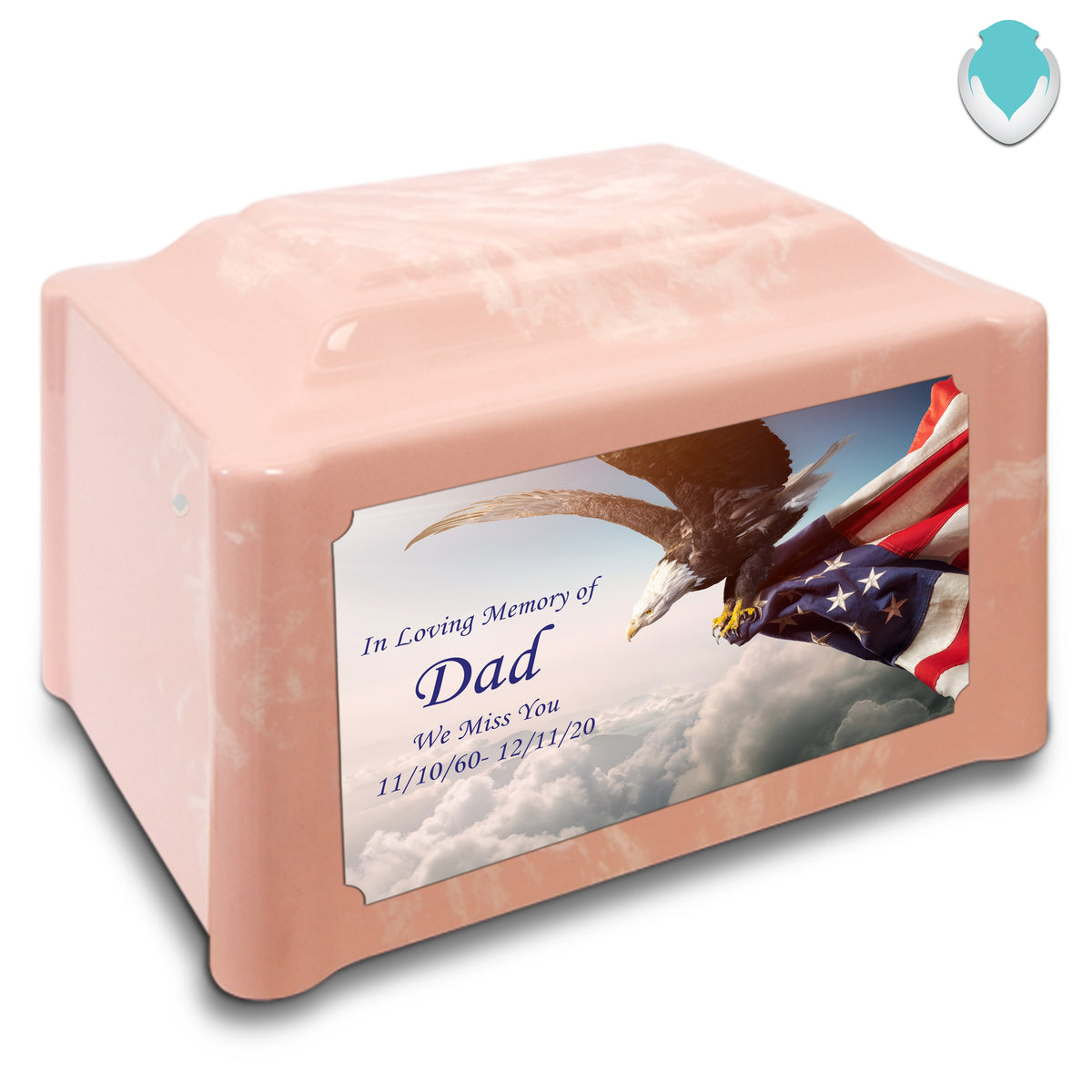 Adult Devotion Custom Printed American Eagle Cultured Marble Urns for Ashes