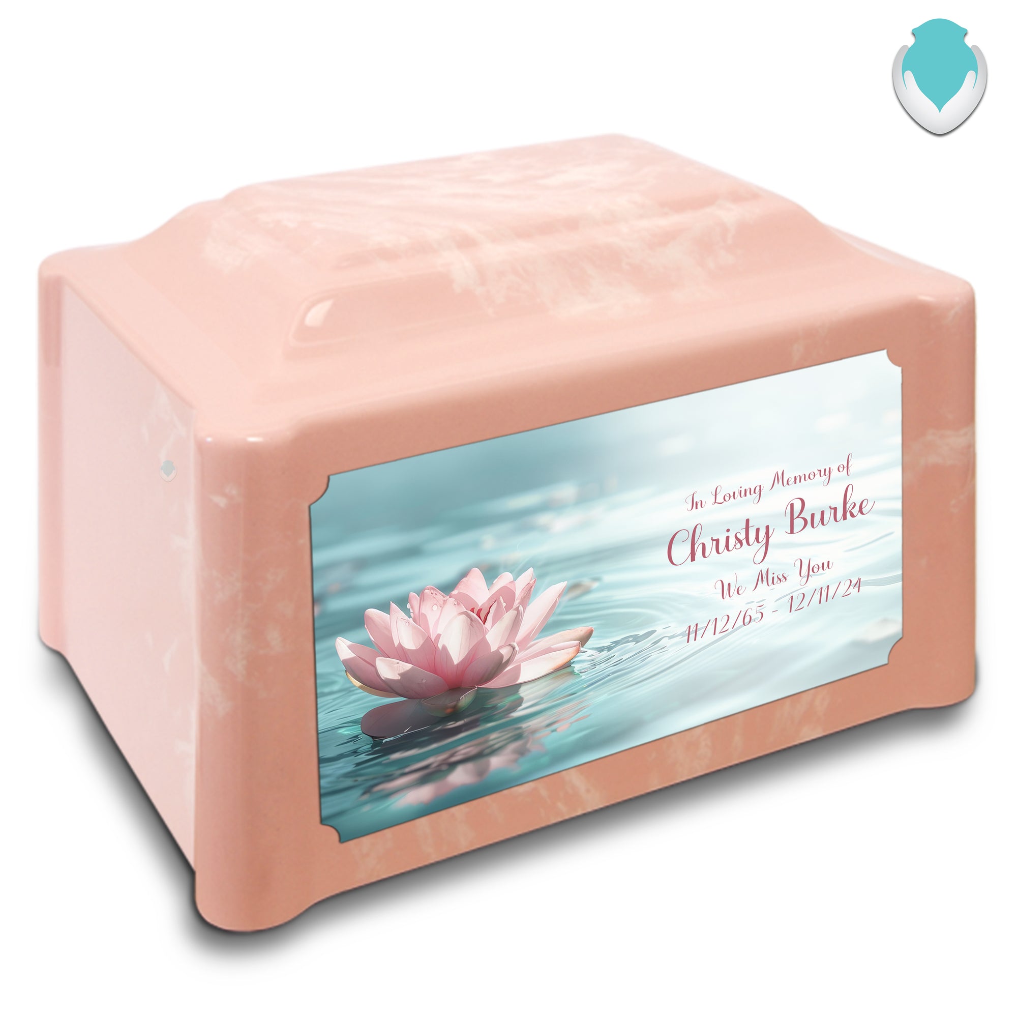 Adult Devotion Custom Printed Lotus Flower Cultured Marble Urns for Ashes