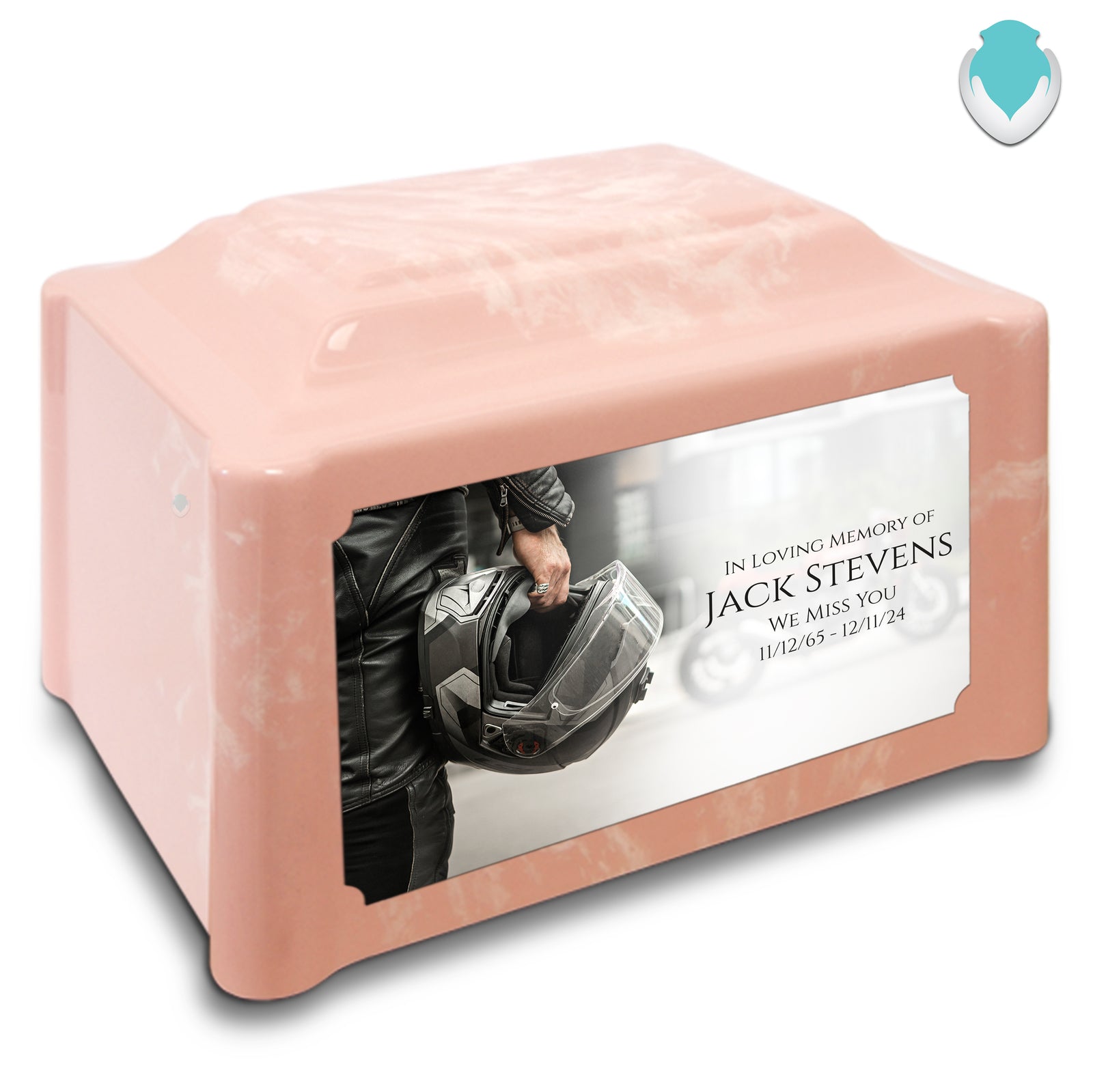 Adult Devotion Custom Printed Motorcycle Helmet Cultured Marble Urns for Ashes
