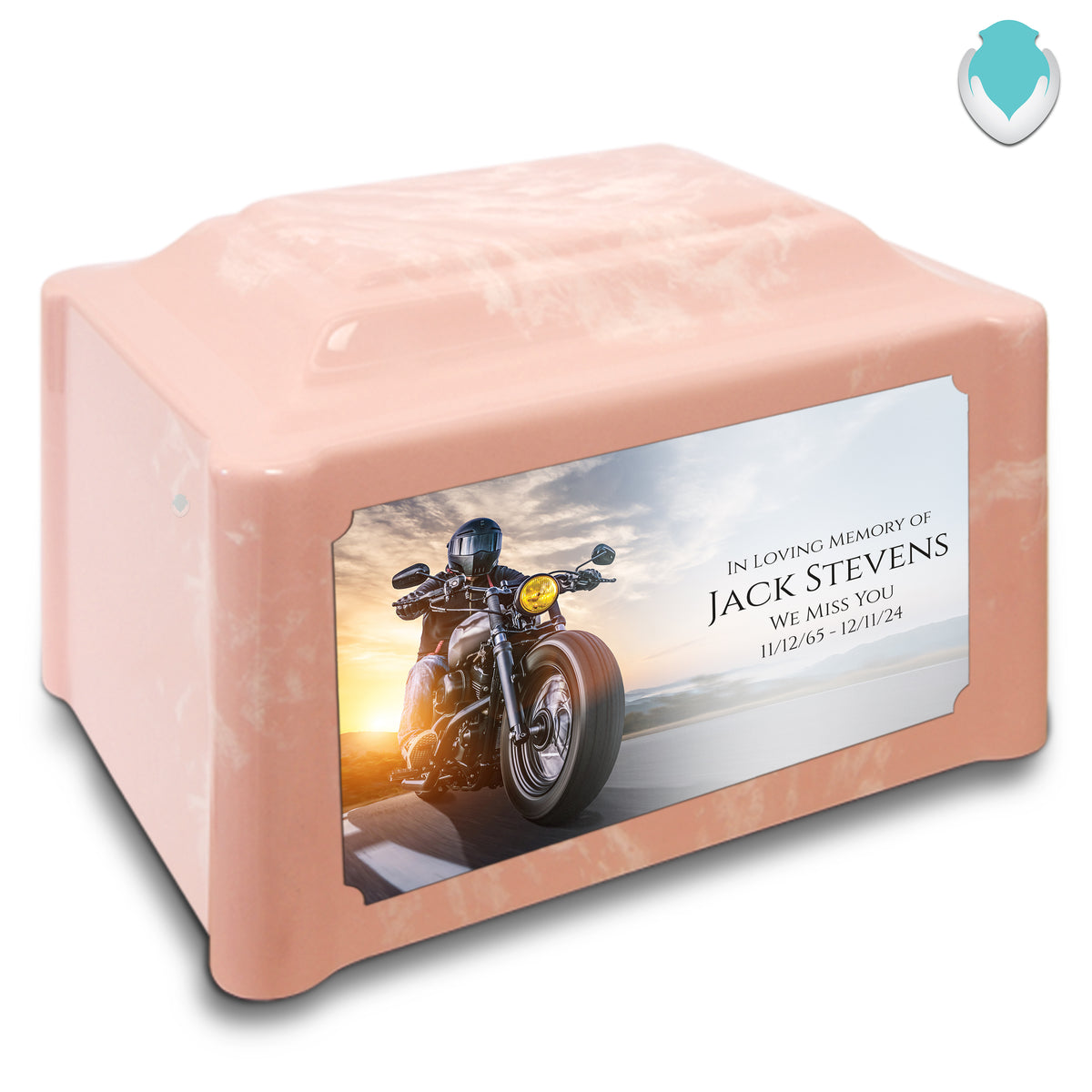 Adult Devotion Custom Printed Motorcycle Cultured Marble Urns for Ashes