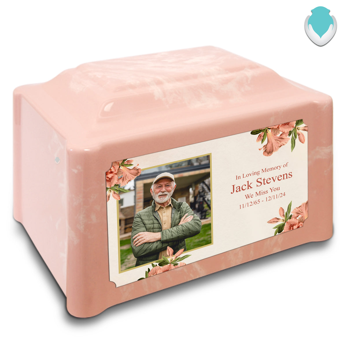 Adult Devotion Custom Printed Azalea Flower Cultured Marble Urns for Ashes