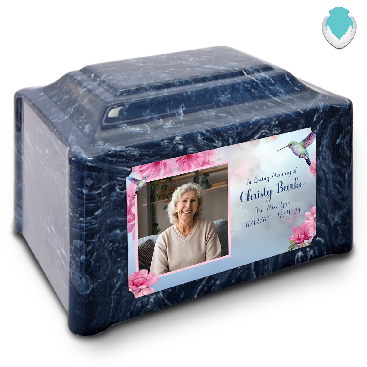 Adult Devotion Custom Printed Photo Hummingbird Cultured Marble Urn for Ashes