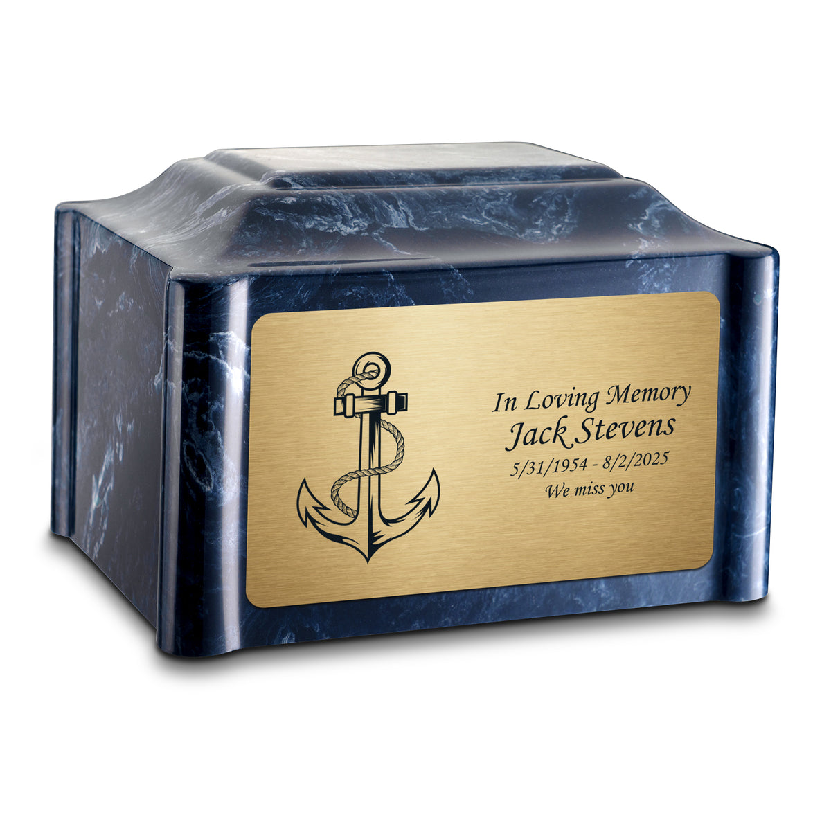 Adult Devotion Anchor Ocean Breeze Cultured Marble Urns for Ashes