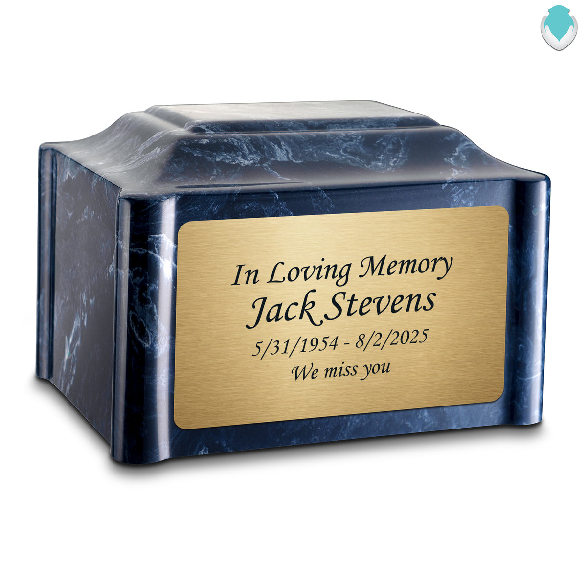 Adult Devotion Custom Engraved Ocean Breeze Cultured Marble Urns for Ashes