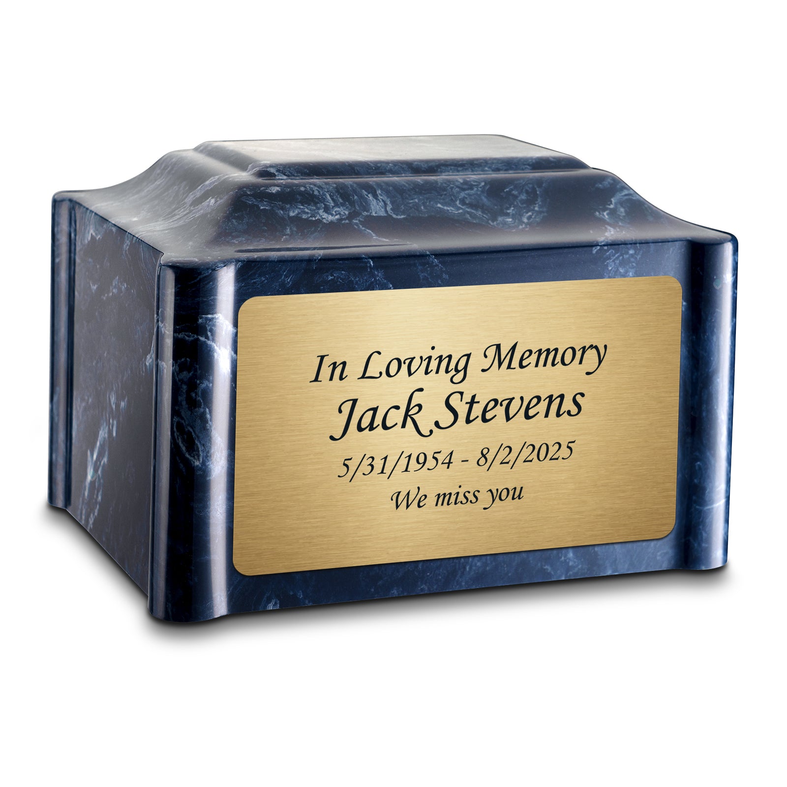 Adult Devotion Custom Engraved Ocean Breeze Cultured Marble Urns for Ashes