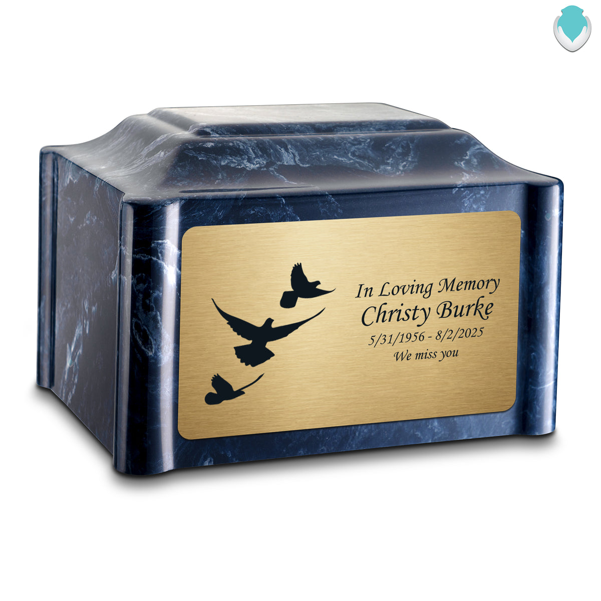 Adult Devotion Doves Ocean Breeze Cultured Marble Urns for Ashes