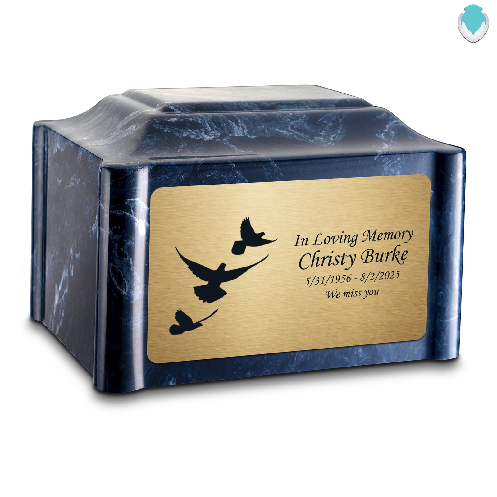 Adult Devotion Doves Ocean Breeze Cultured Marble Urns for Ashes