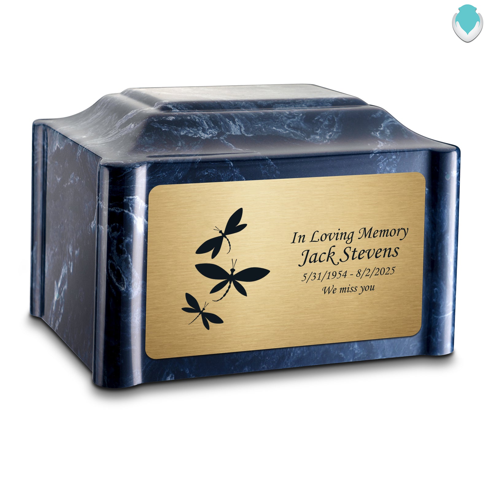Adult Devotion Dragonflies Ocean Breeze Cultured Marble Urns for Ashes