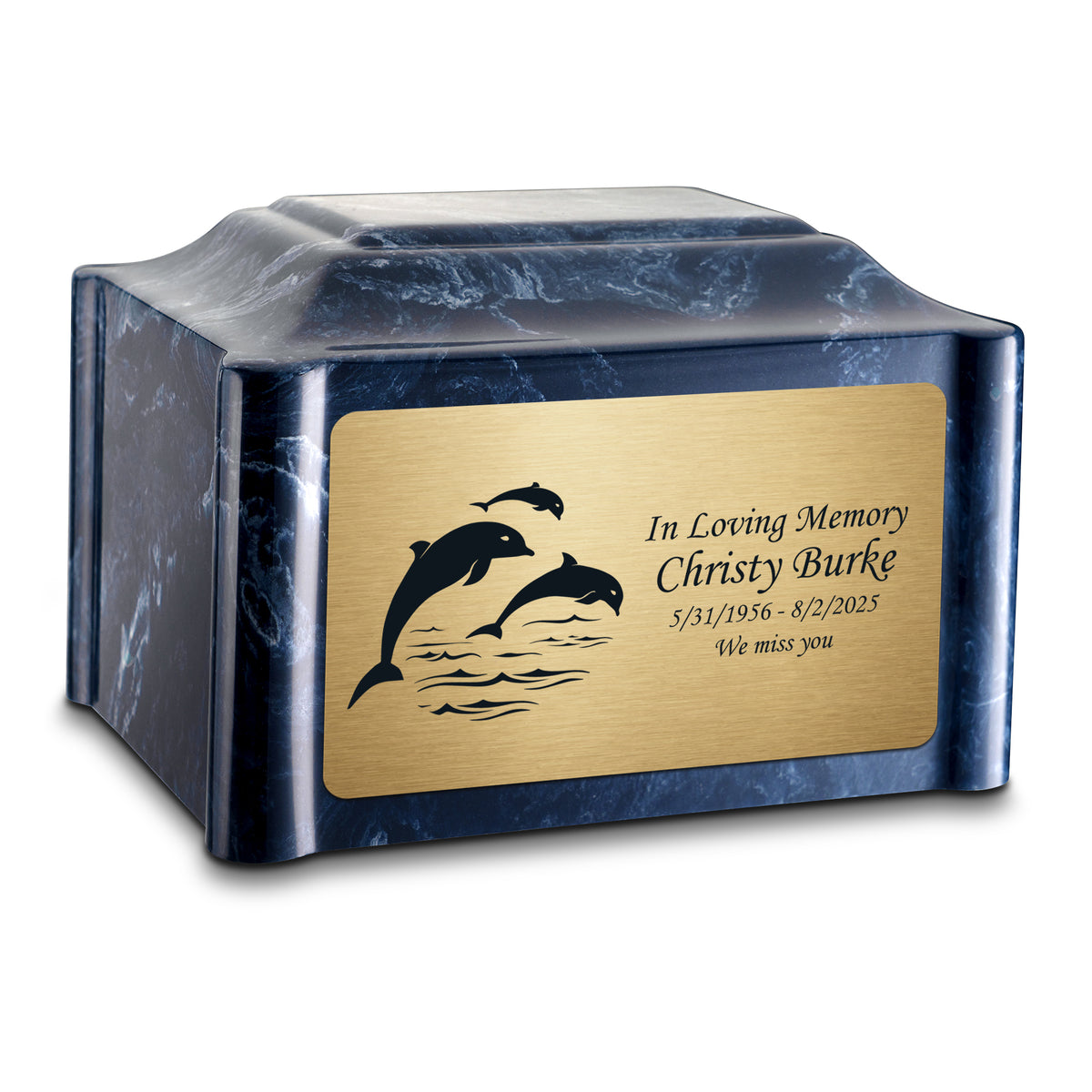 Adult Devotion Dolphin Ocean Breeze Cultured Marble Urns for Ashes