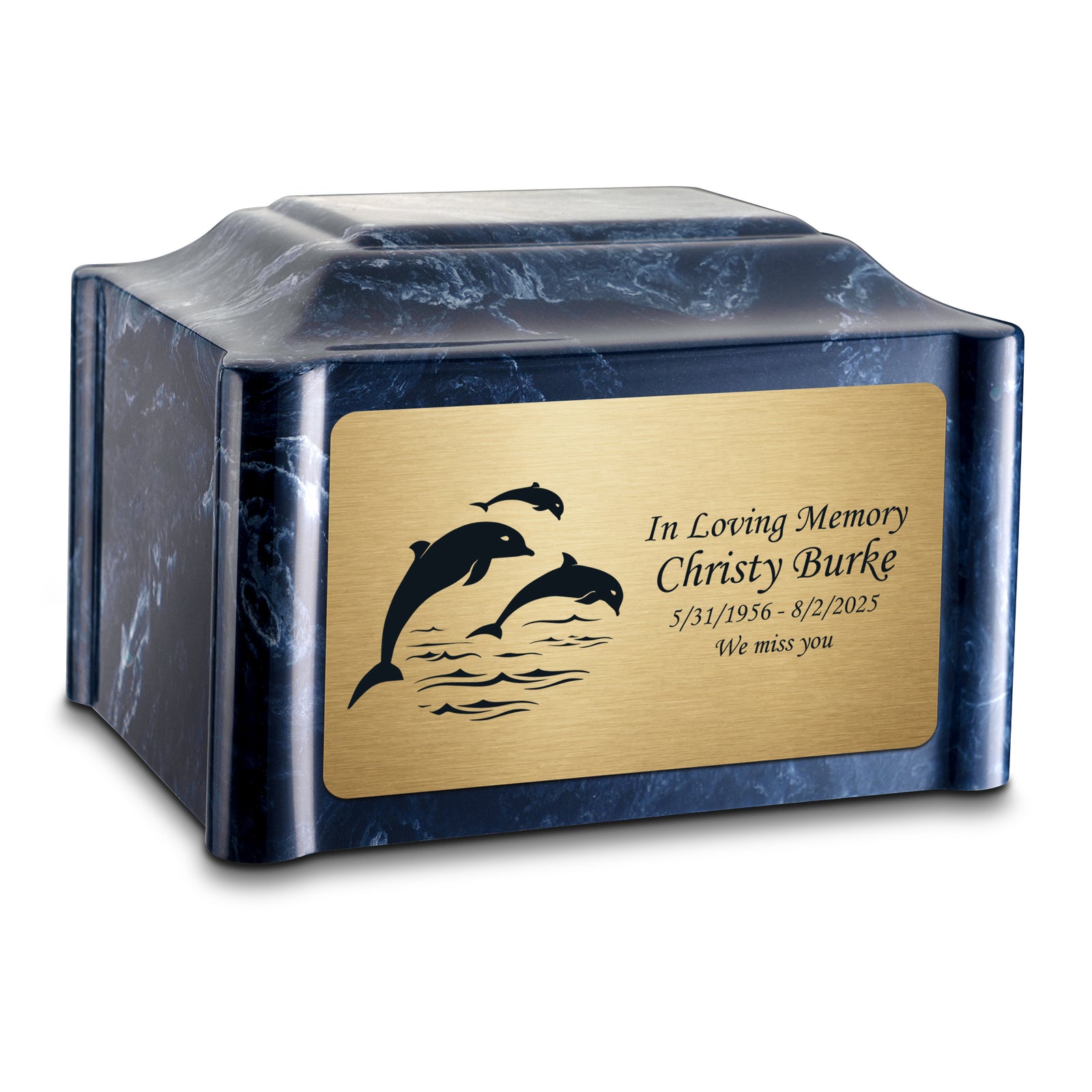 Adult Devotion Dolphin Ocean Breeze Cultured Marble Urns for Ashes