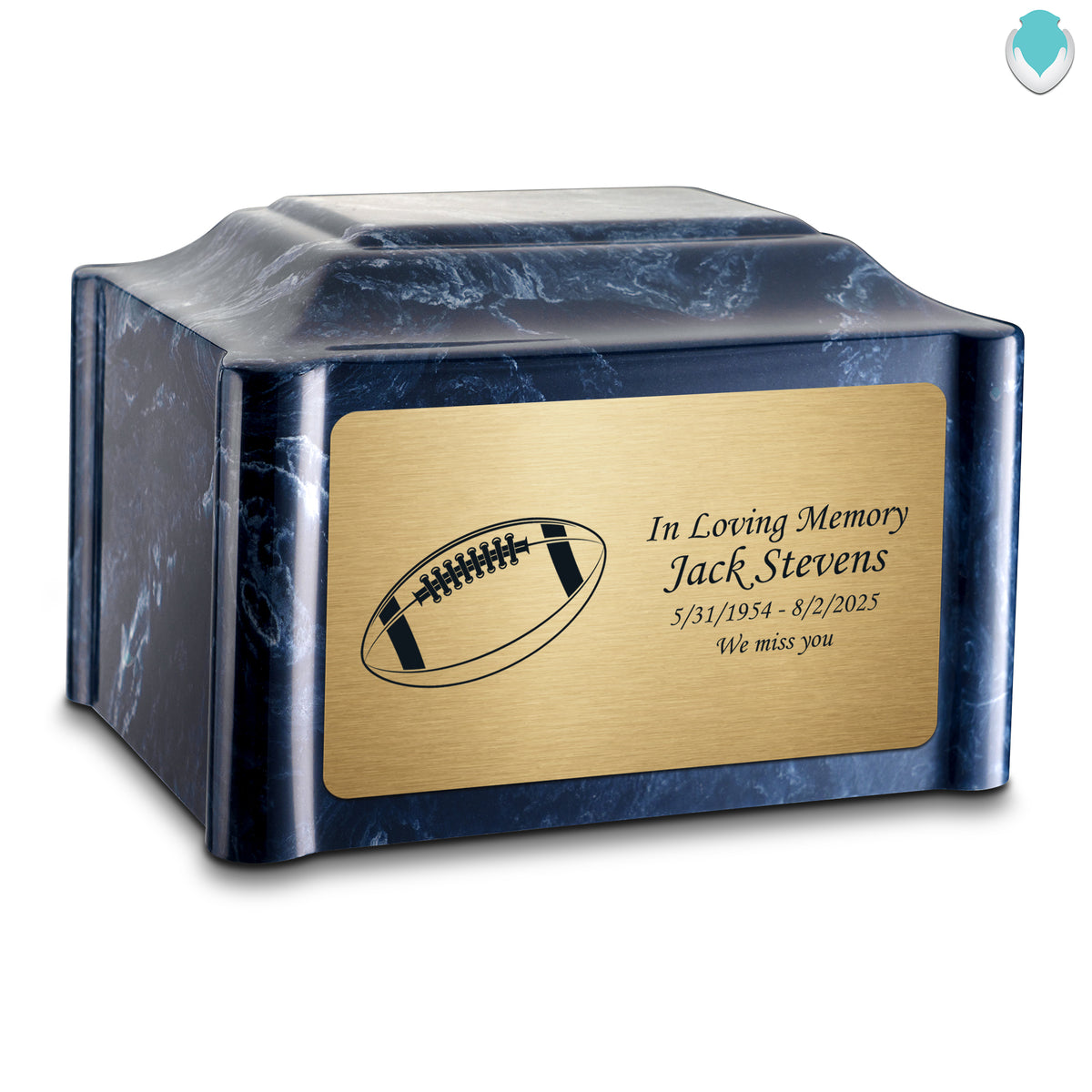 Adult Devotion Football Ocean Breeze Cultured Marble Urns for Ashes