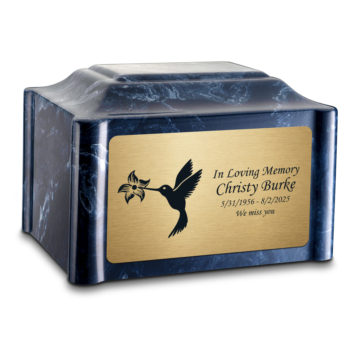 Adult Devotion Hummingbird Ocean Breeze Cultured Marble Urns for Ashes