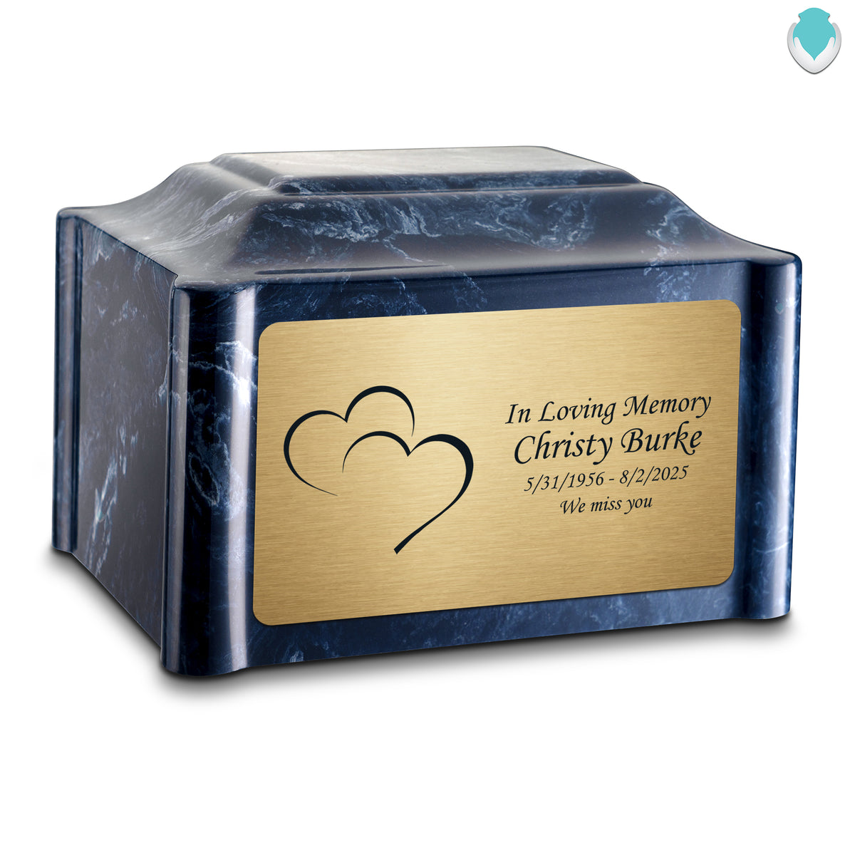 Adult Devotion Hearts Ocean Breeze Cultured Marble Urns for Ashes