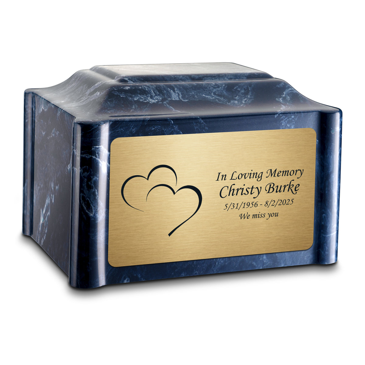 Adult Devotion Hearts Ocean Breeze Cultured Marble Urns for Ashes
