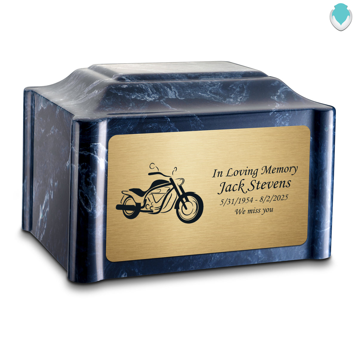 Adult Devotion Motorcycle Ocean Breeze Cultured Marble Urns for Ashes