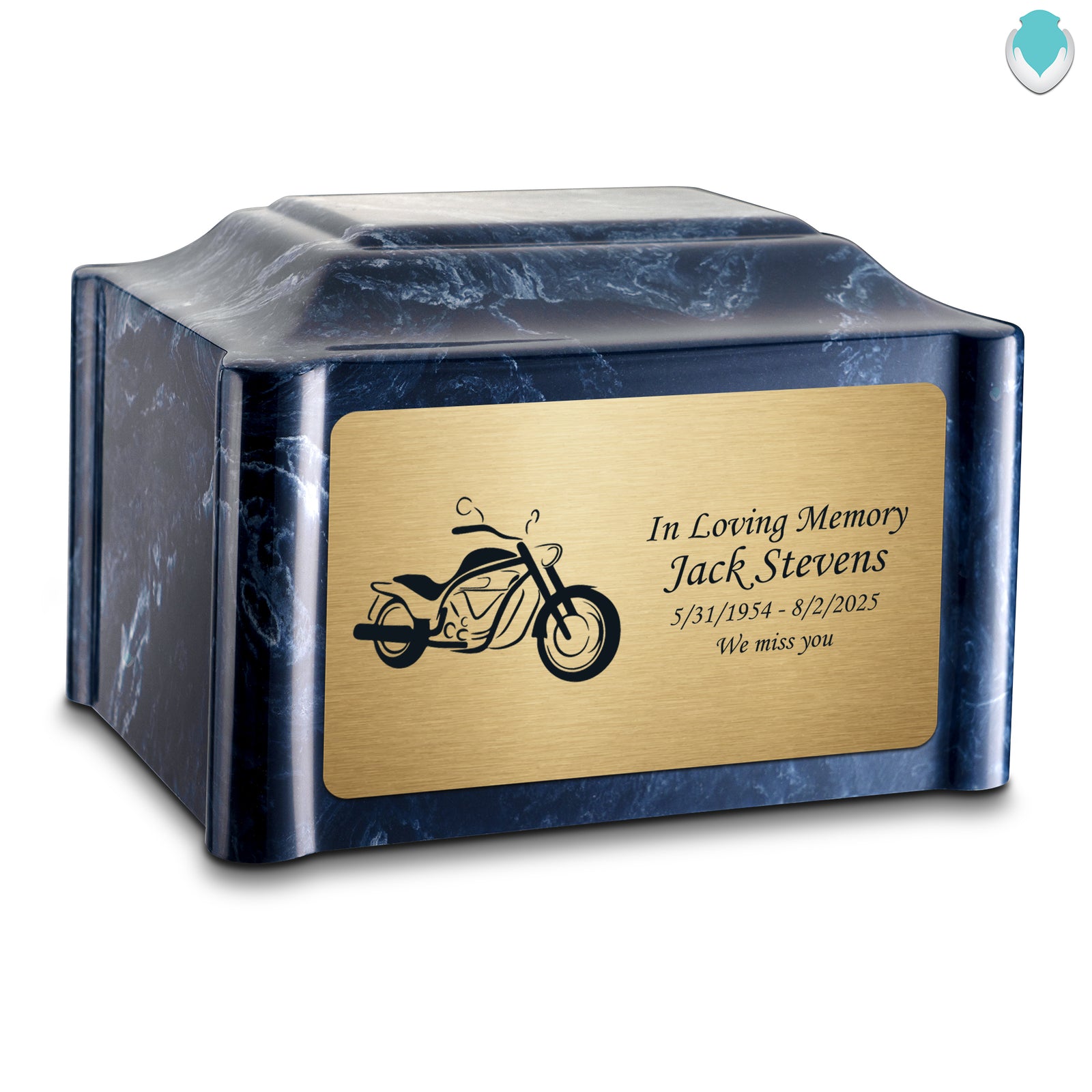 Adult Devotion Motorcycle Ocean Breeze Cultured Marble Urns for Ashes