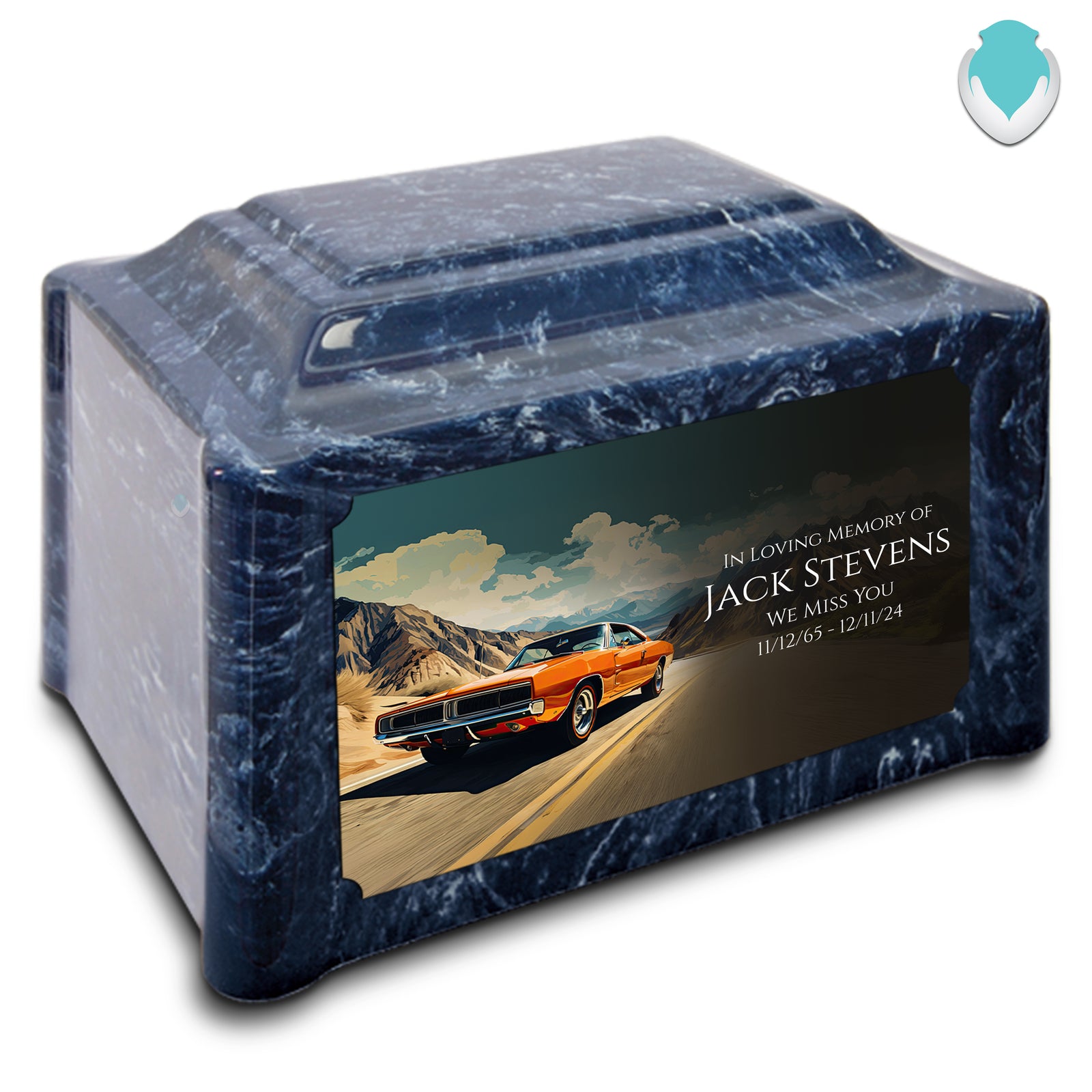 Adult Devotion Custom Printed Classic Car Cultured Marble Urns for Ashes