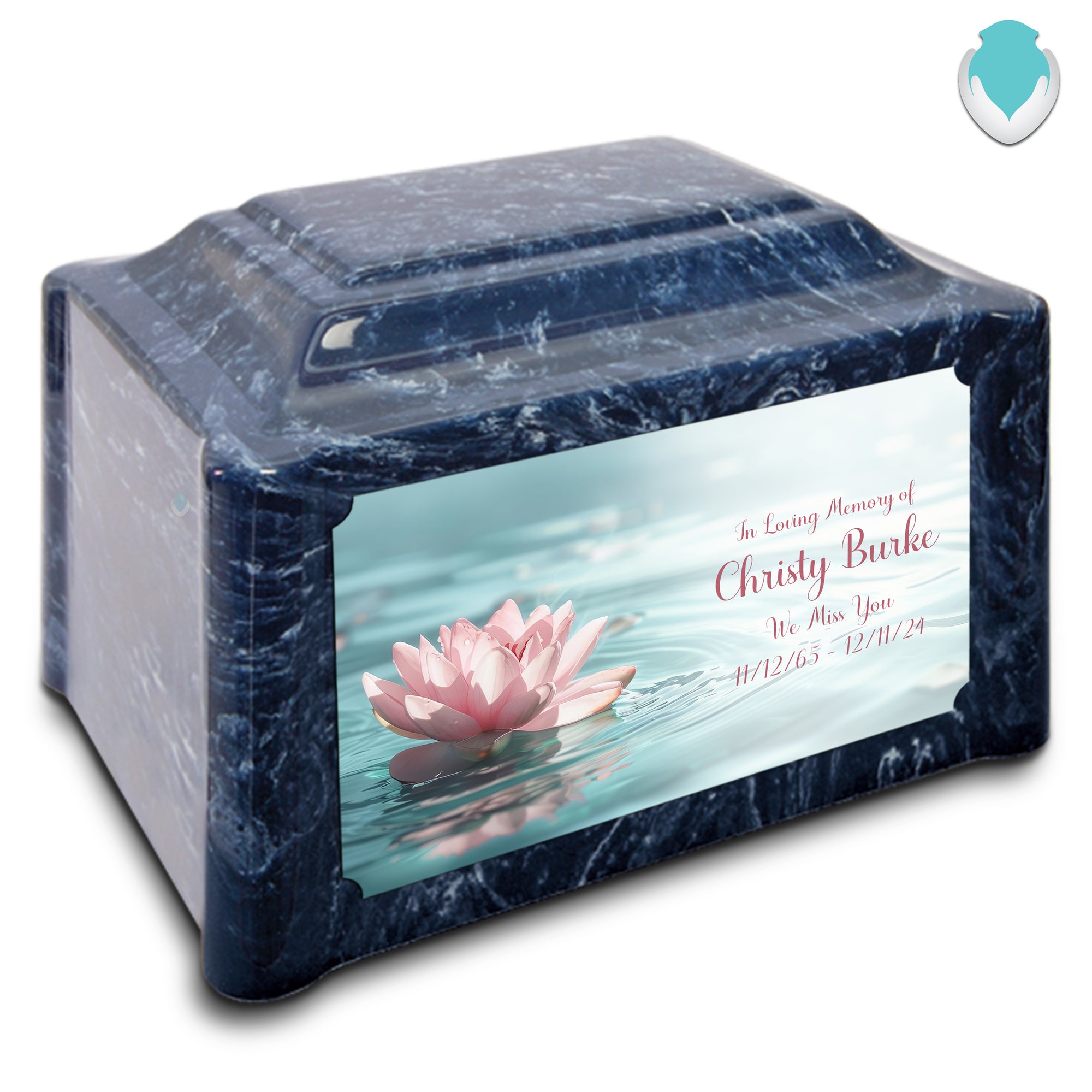 Adult Devotion Custom Printed Lotus Flower Cultured Marble Urns for Ashes