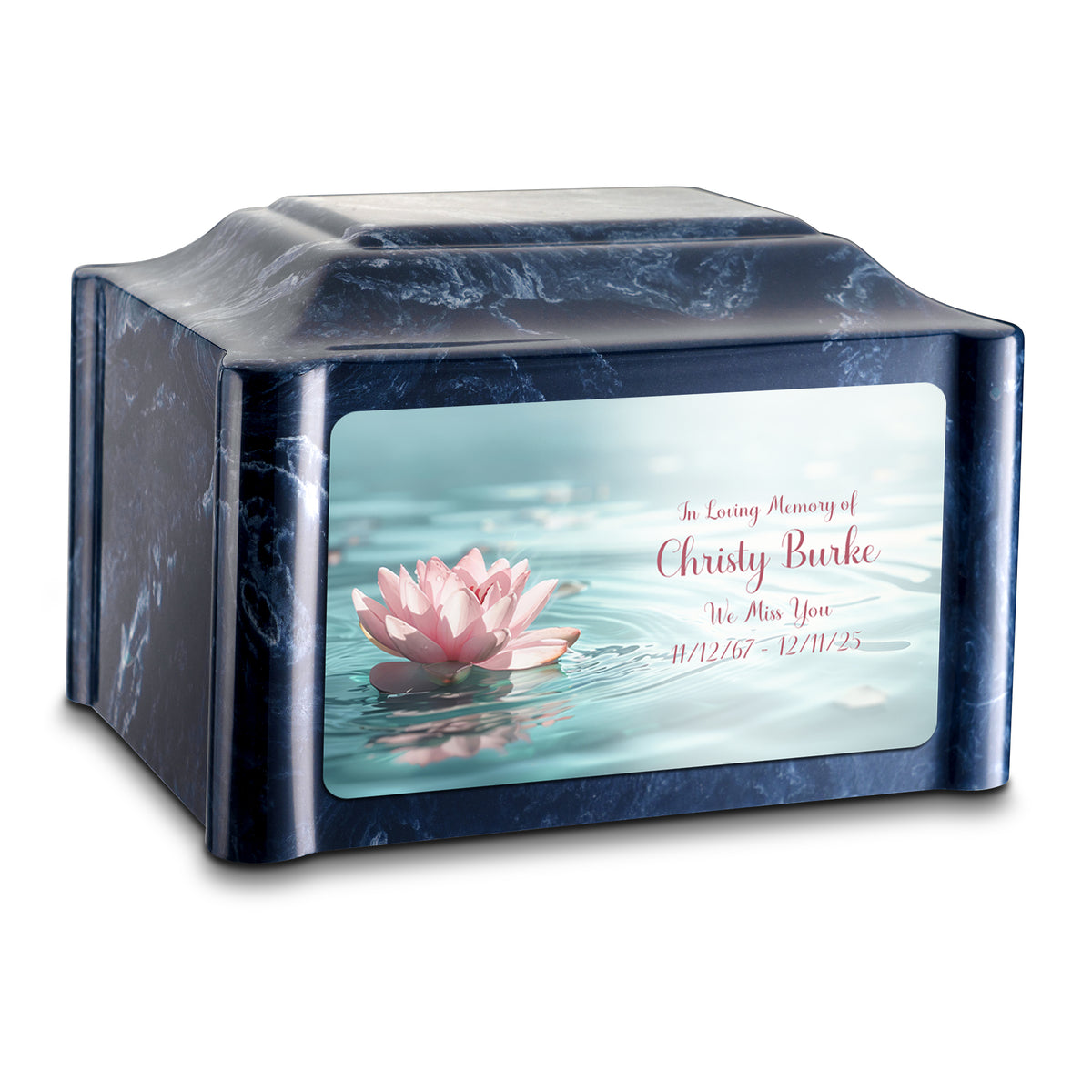 Adult Devotion Custom Printed Lotus Flower Cultured Marble Urns for Ashes