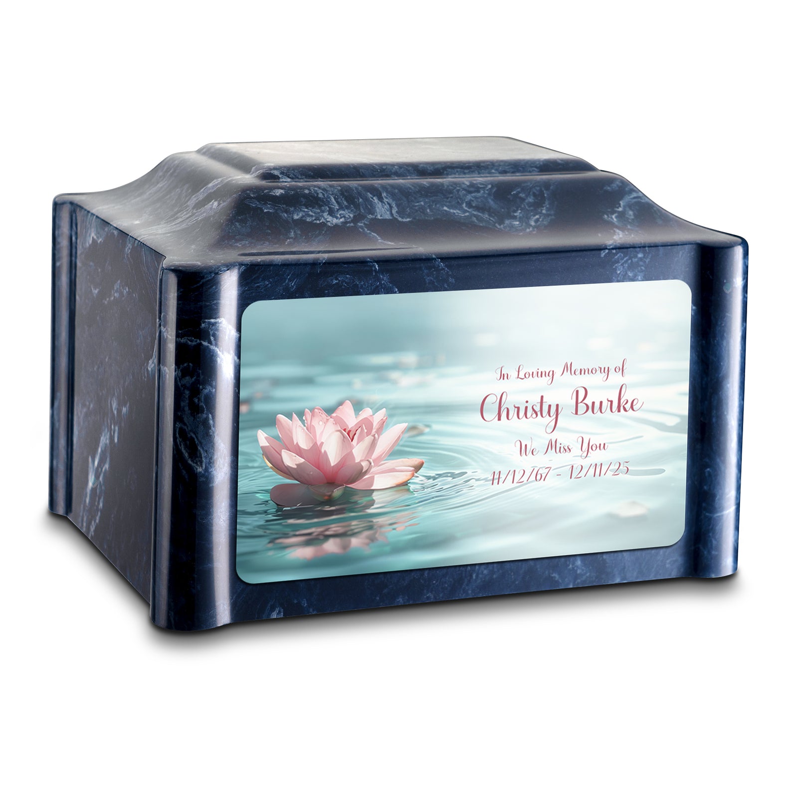 Adult Devotion Custom Printed Lotus Flower Cultured Marble Urns for Ashes
