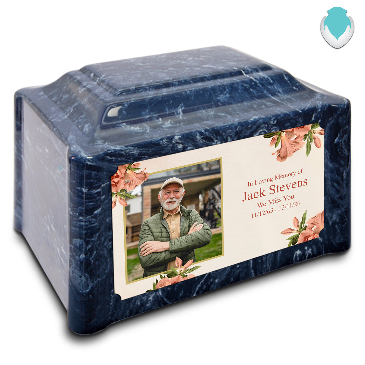 Adult Devotion Custom Printed Azalea Flower Cultured Marble Urns for Ashes