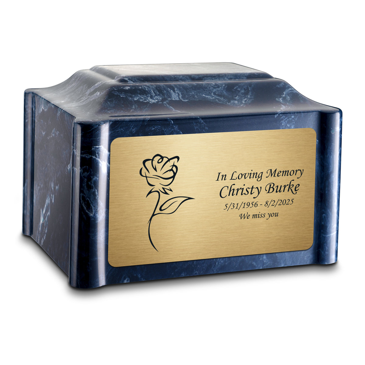 Adult Devotion Rose Ocean Breeze Cultured Marble Urns for Ashes